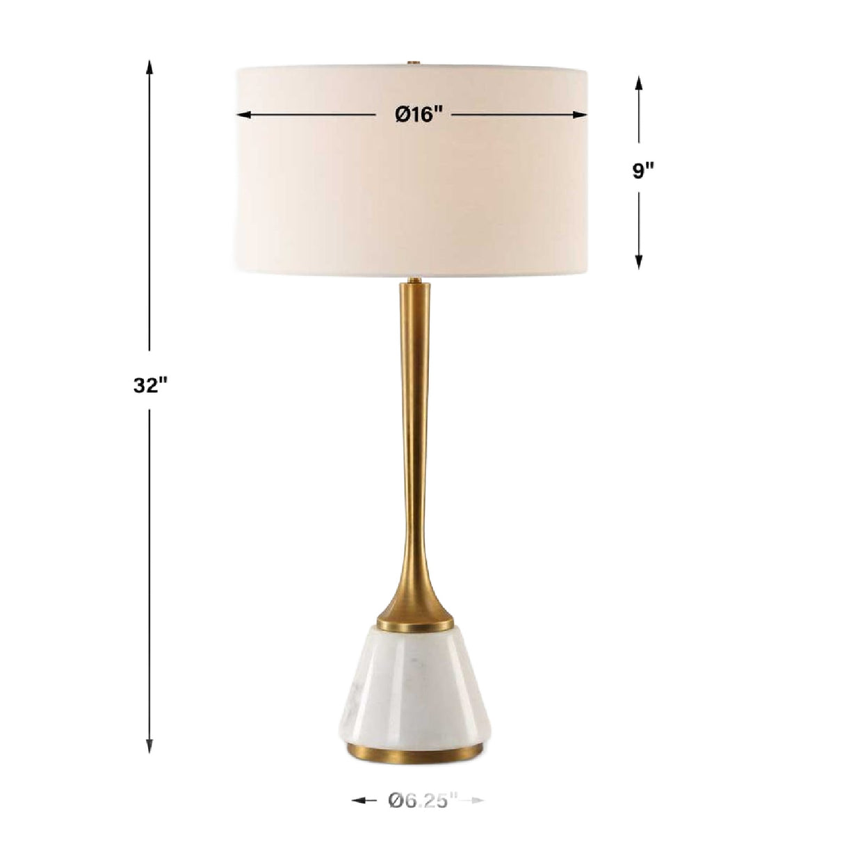 White Marble & Brass Table Lamp | Oroa.com