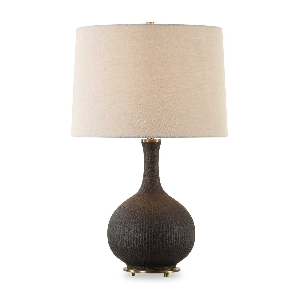 Modern European furniture - Ribbed Black Ceramic Table Lamp - www.oroa.com | Oroa.com