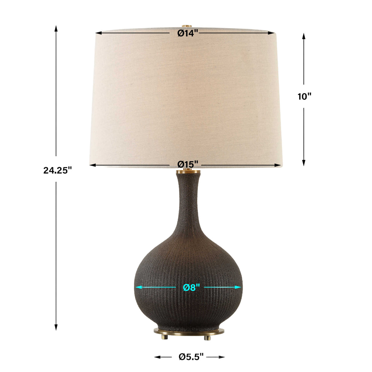 Modern European furniture - Ribbed Black Ceramic Table Lamp - www.oroa.com | Oroa.com