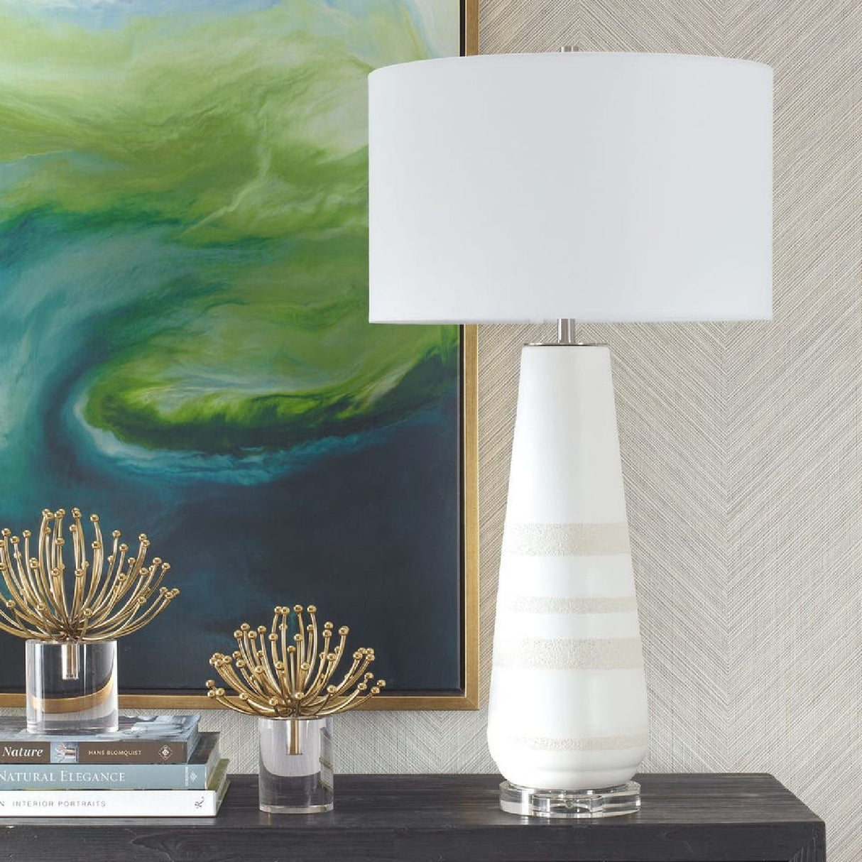 White & Gray Ceramic Table Lamp | Oroa.com