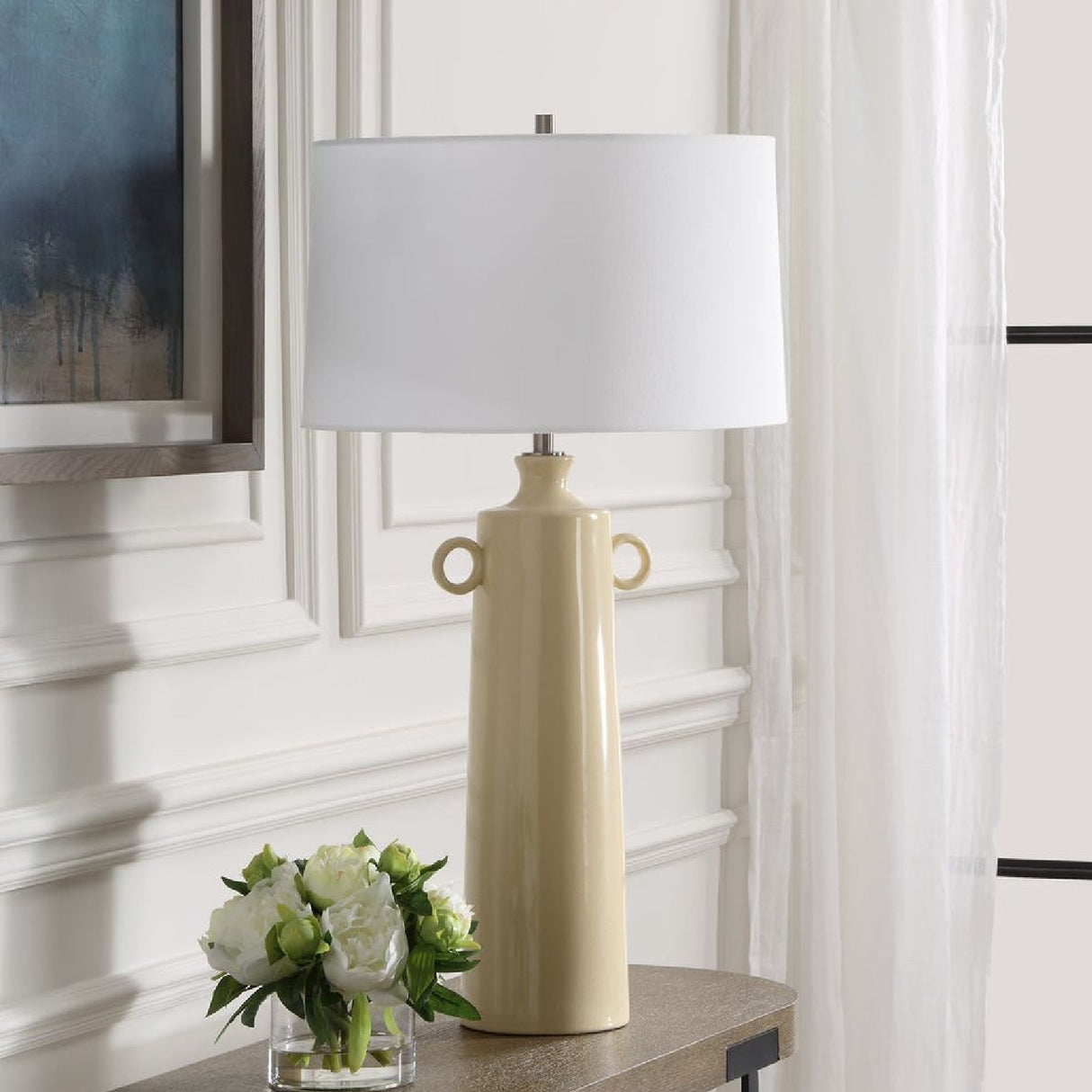 Crackled Yellow Ceramic Table Lamp | Oroa.com