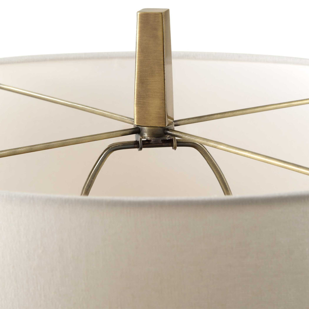 Round White Linen Table Lamp | Oroa.com