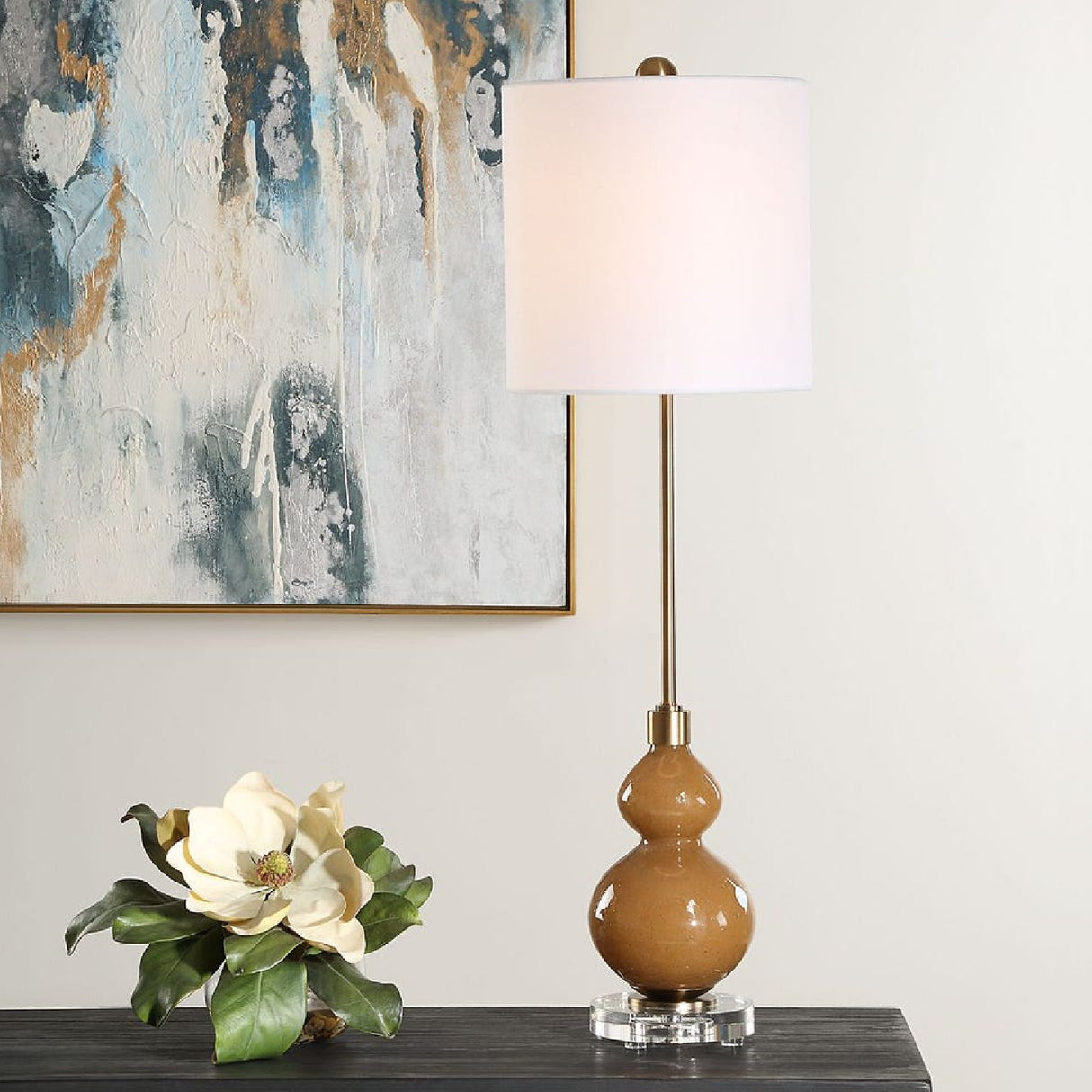 Brown Seeded Glass Buffet Lamp | Oroa.com