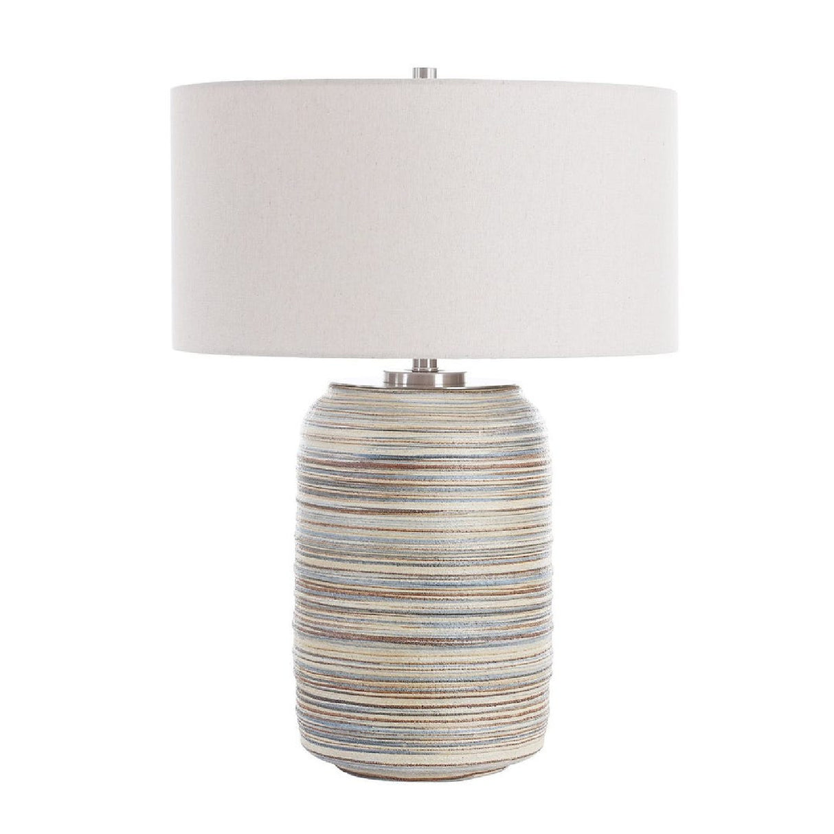 Modern European furniture - Earth-Toned Stripe Ceramic Table Lamp L - www.oroa.com | Oroa.com