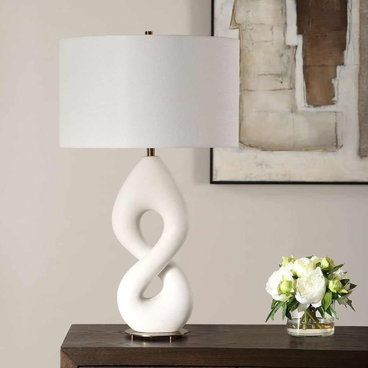 Twisted White Stone Table Lamp | Oroa.com