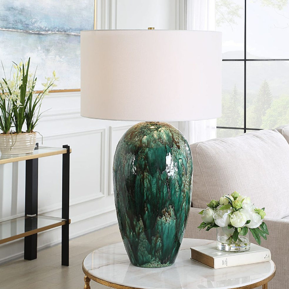 Green Dripped Ceramic Table Lamp | Oroa.com