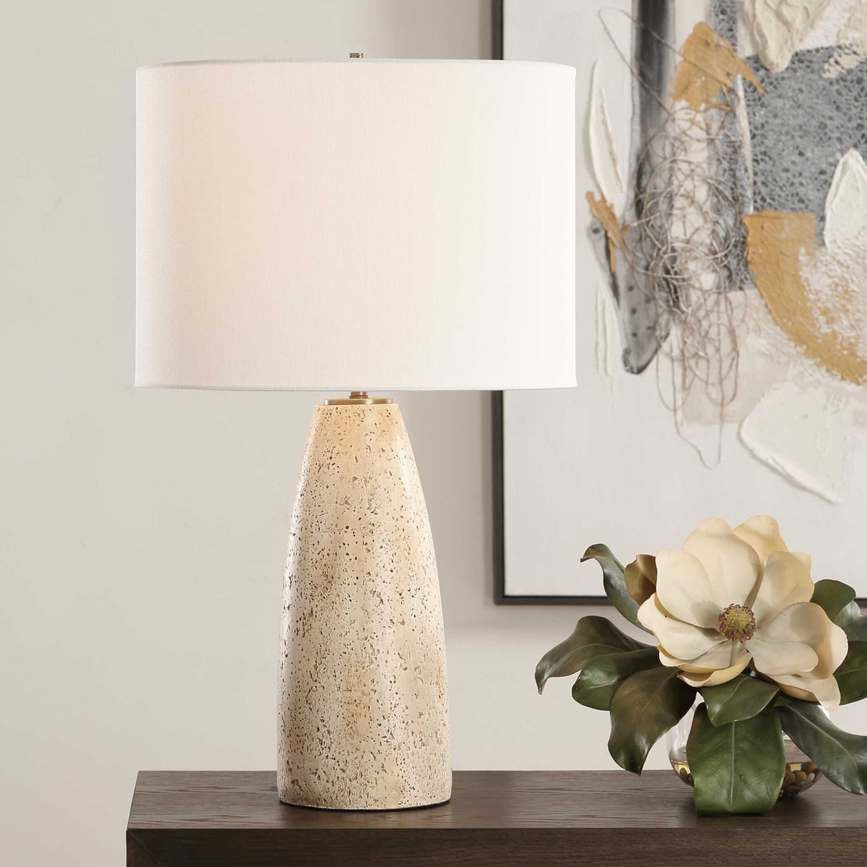Unfilled Natural Travertine Table Lamp | Oroa.com