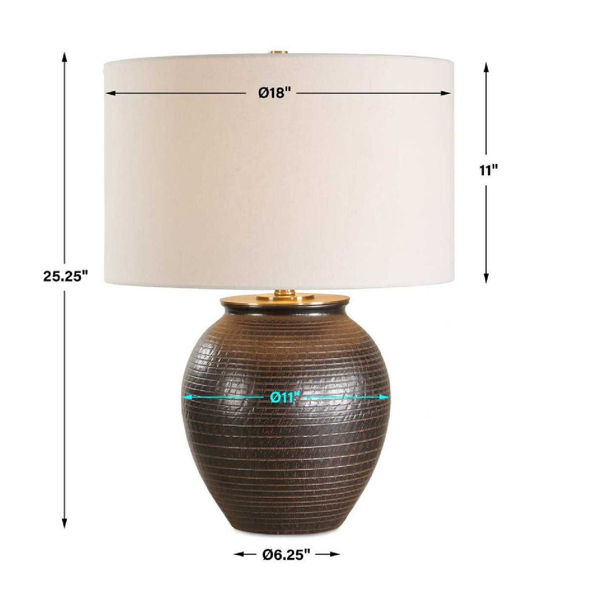 Ribbed Bronze Ceramic Table Lamp | Oroa.com