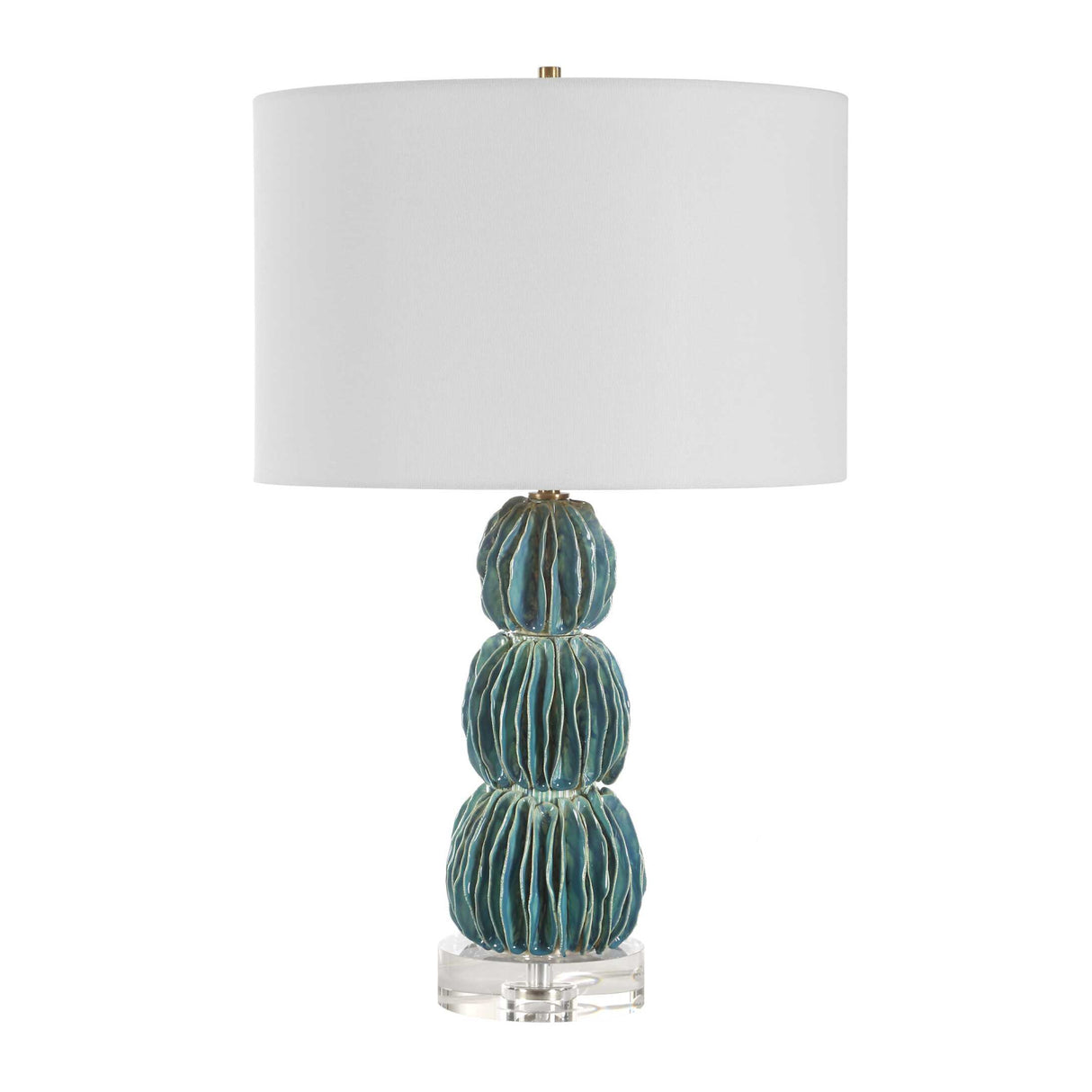 Modern European furniture - Stacked Teal Ceramic Table Lamp - www.oroa.com | Oroa.com