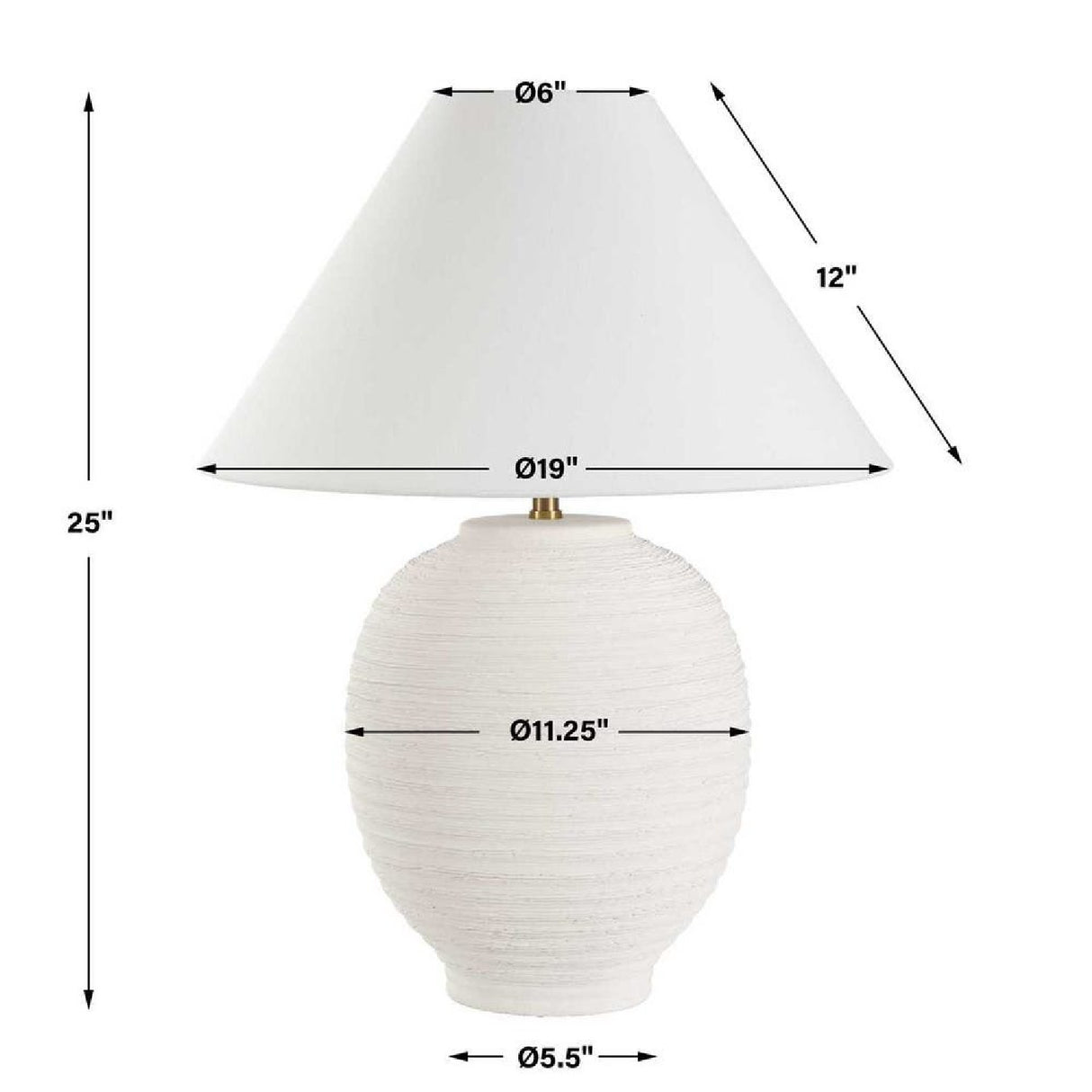 Ridged White Ceramic Table Lamp | Oroa.com