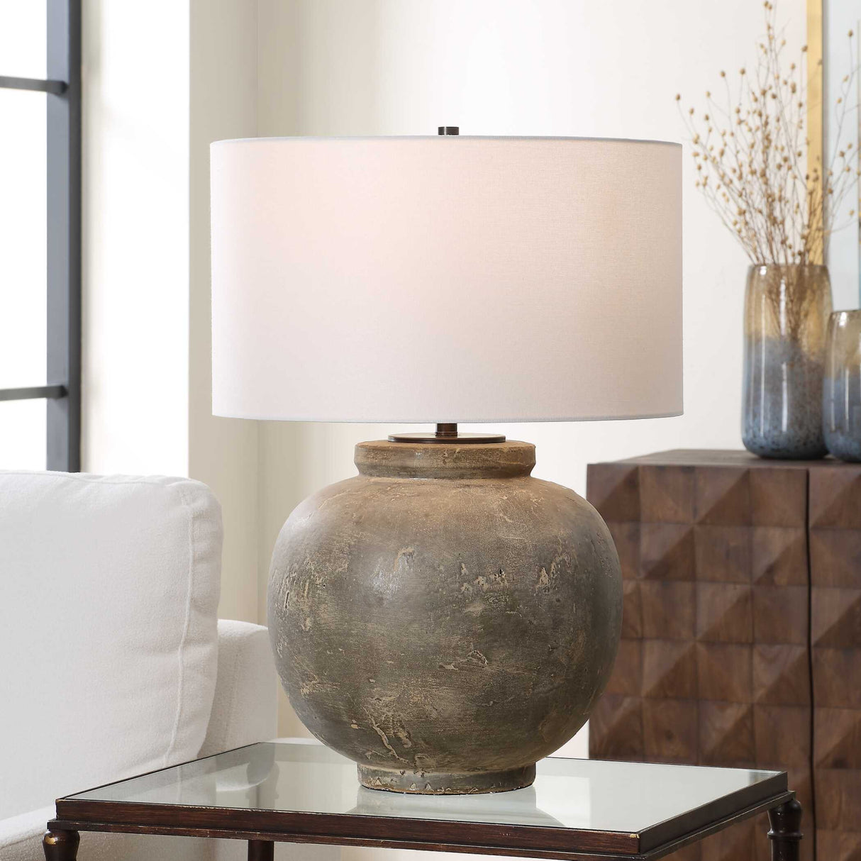 Aged Gray Ceramic Table Lamp | Oroa.com