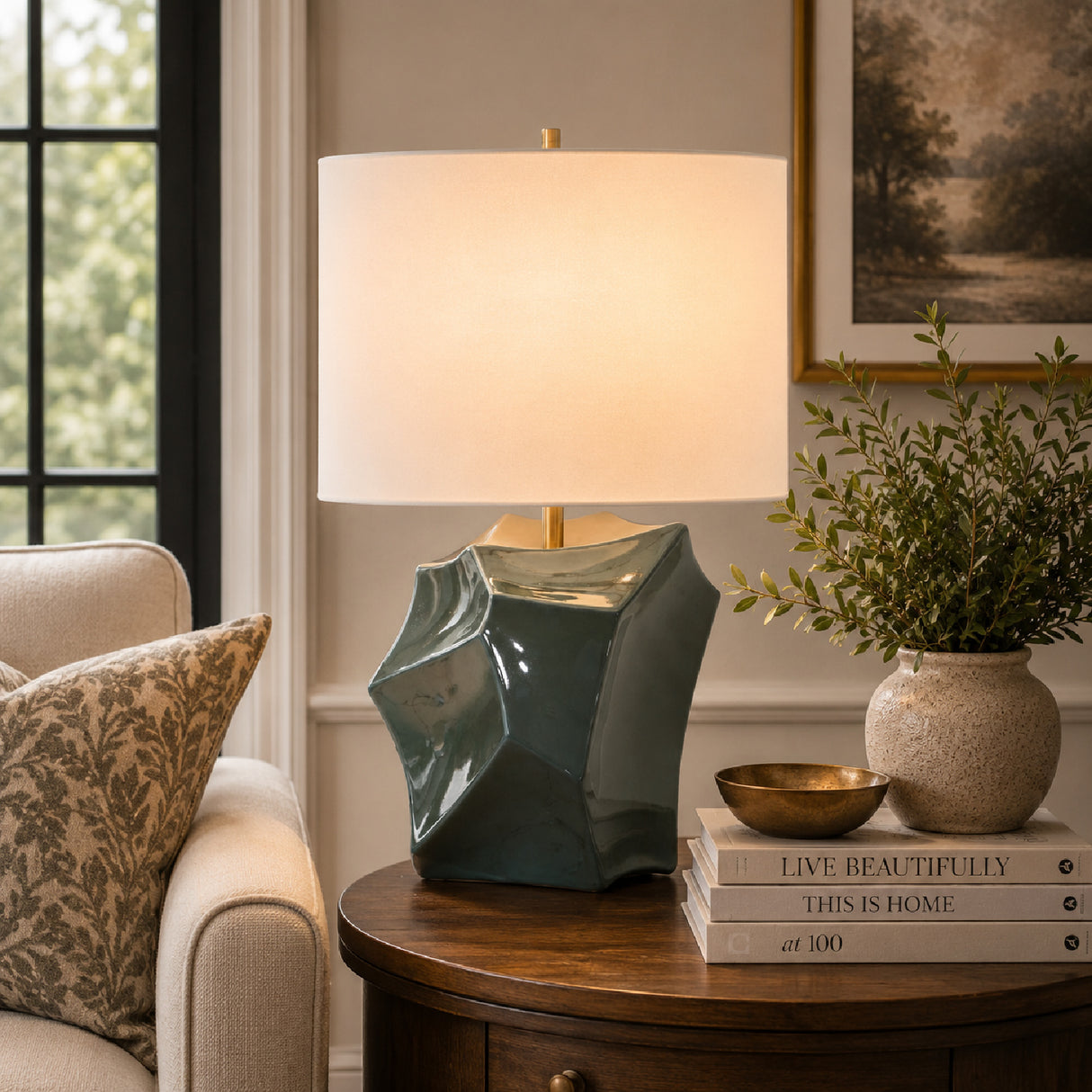 Faceted Bronze Ceramic Table Lamp | Oroa.com