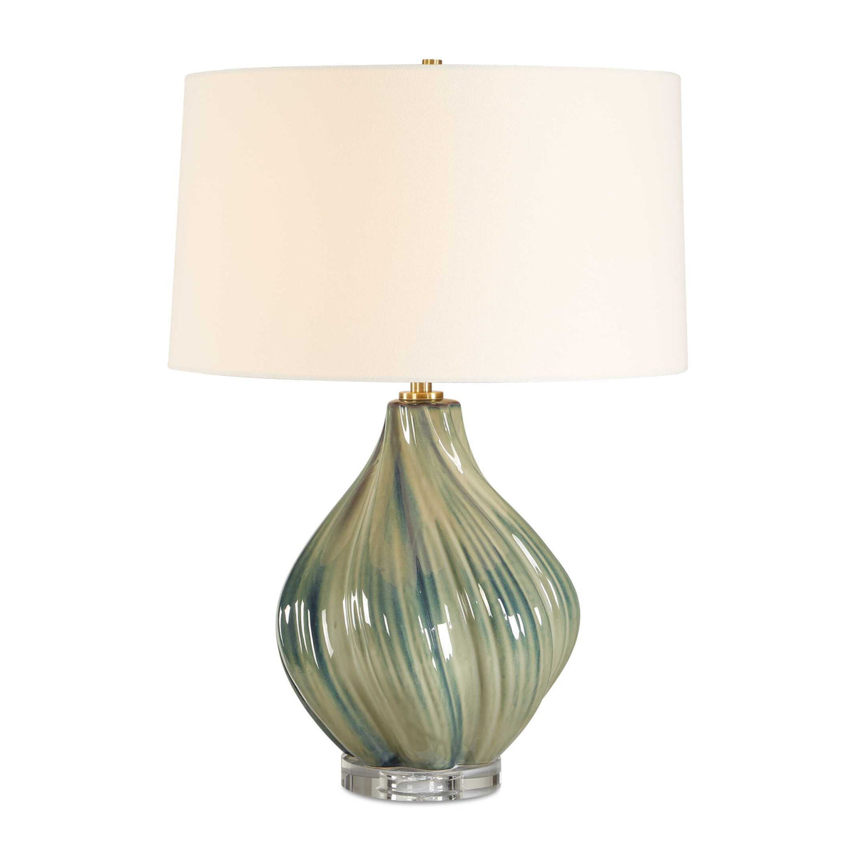 Swirled Green Ceramic Table Lamp | Oroa.com
