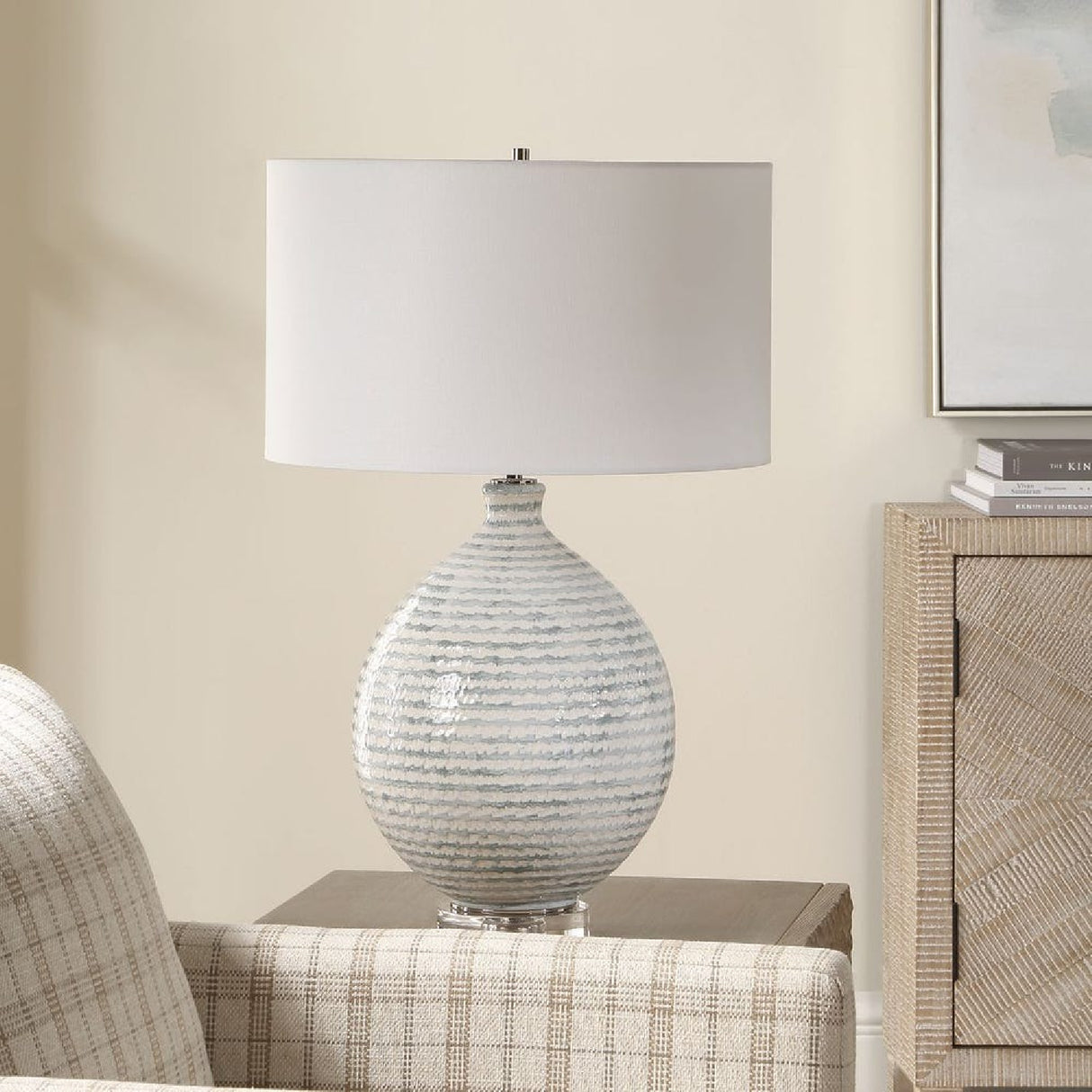 Modern European furniture - Striped Ceramic Table Lamp - www.oroa.com | Oroa.com