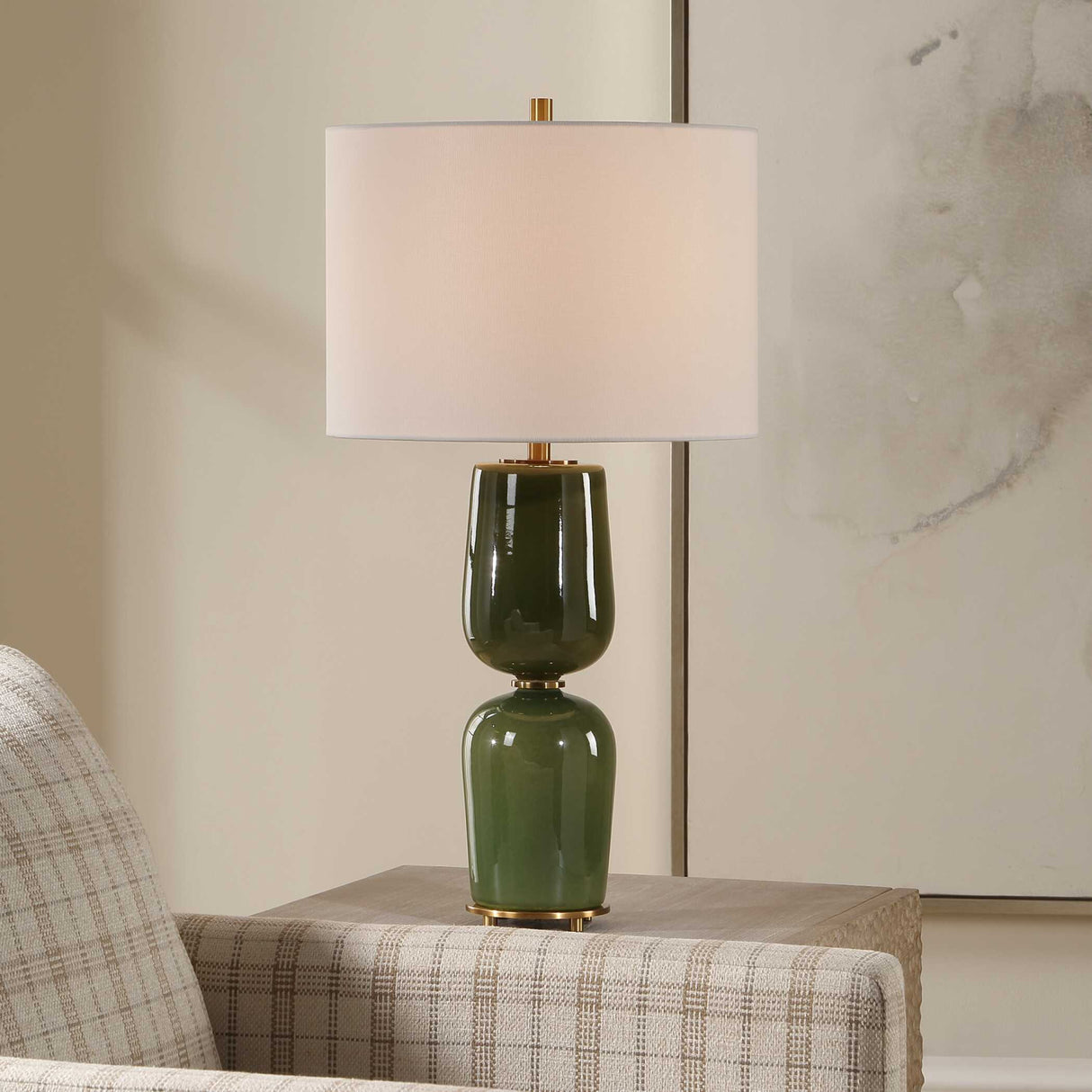 Hourglass Green Ceramic Table Lamp | Oroa.com