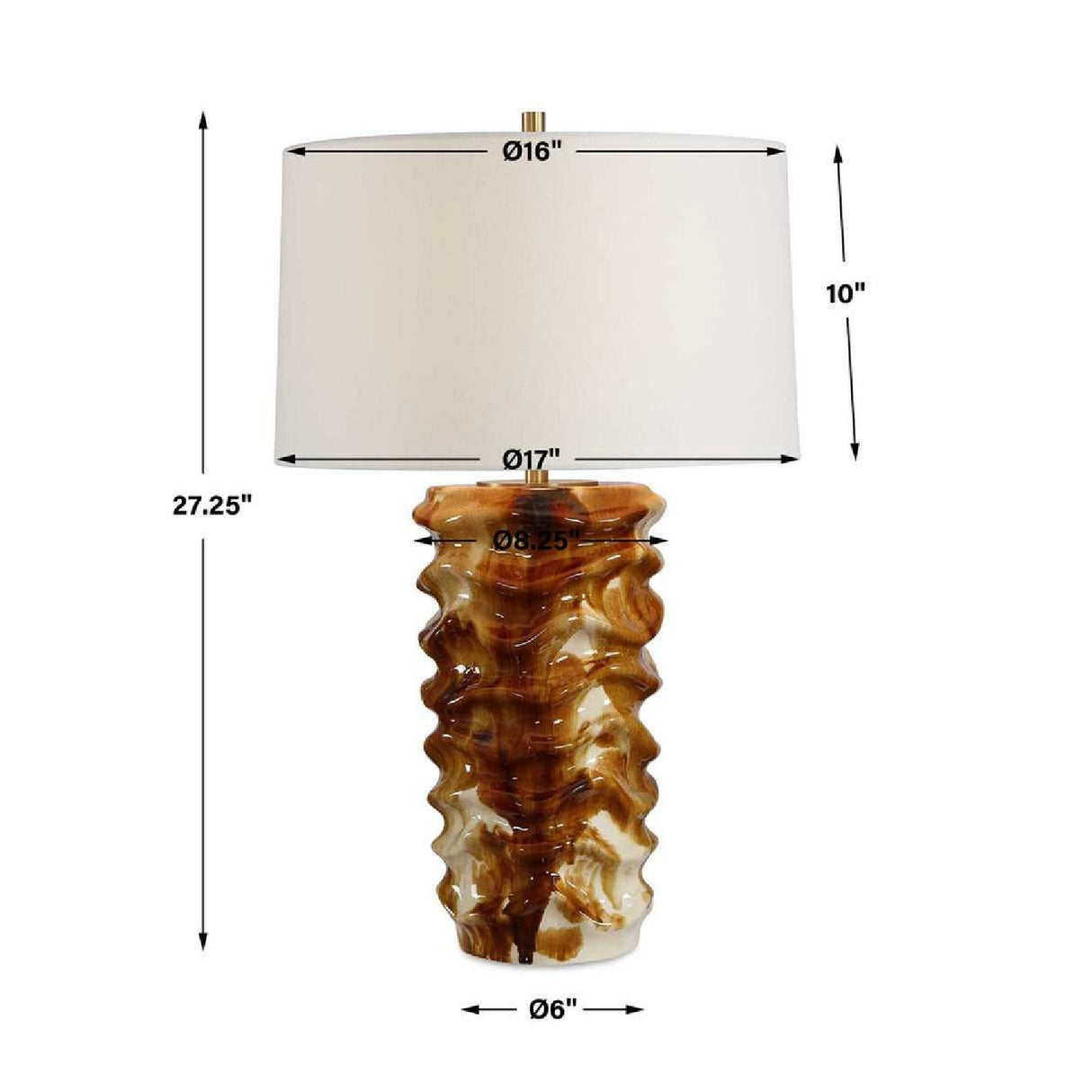 Modern European furniture - Rippled Brown Ceramic Table Lamp - www.oroa.com | Oroa.com