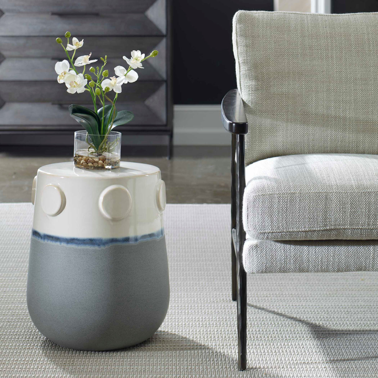Modern European furniture - Two-Toned Ceramic Garden Stool - www.oroa.com | Oroa.com