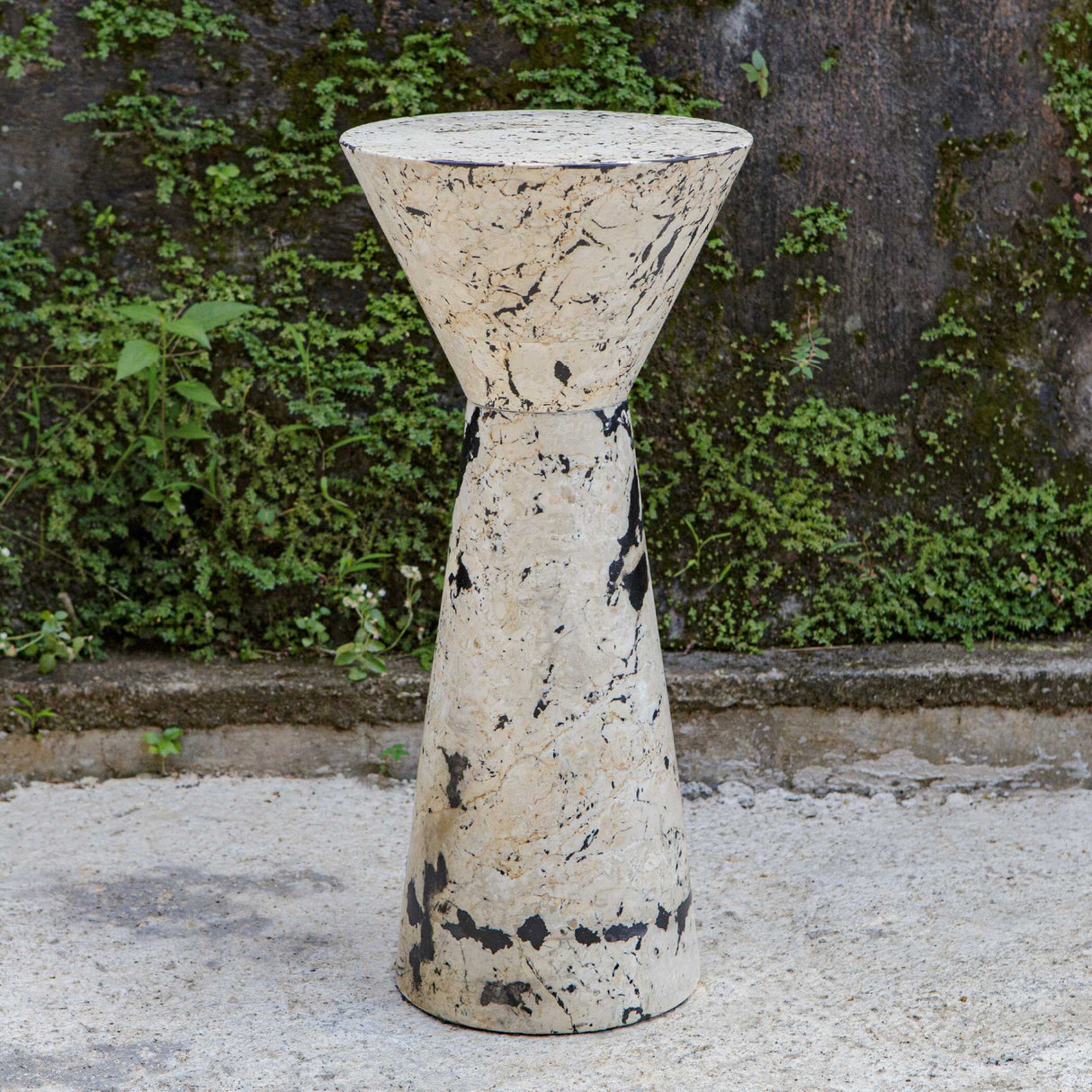 Limestone Hourglass Indoor/Outdoor Drink Table | Oroa.com