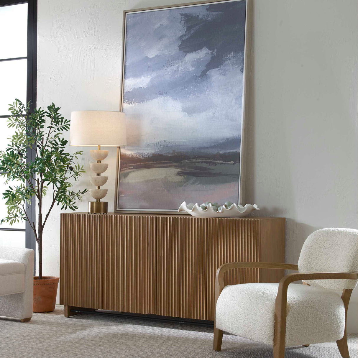 Modern European furniture - Fluted Wood 4-Door Cabinet - www.oroa.com | Oroa.com