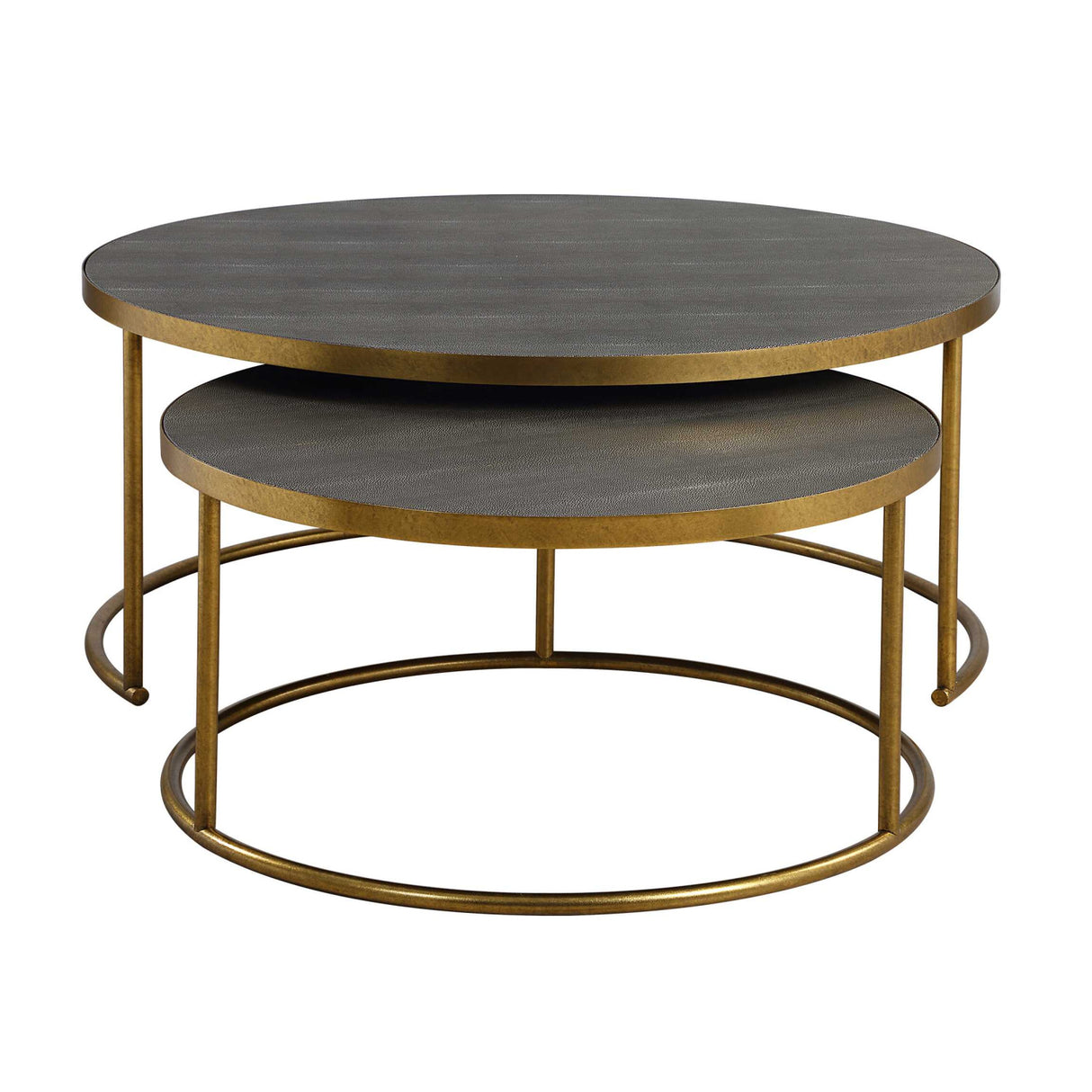 Modern European furniture - Gray Shagreen Nesting Coffee Tables (2) - www.oroa.com | Oroa.com