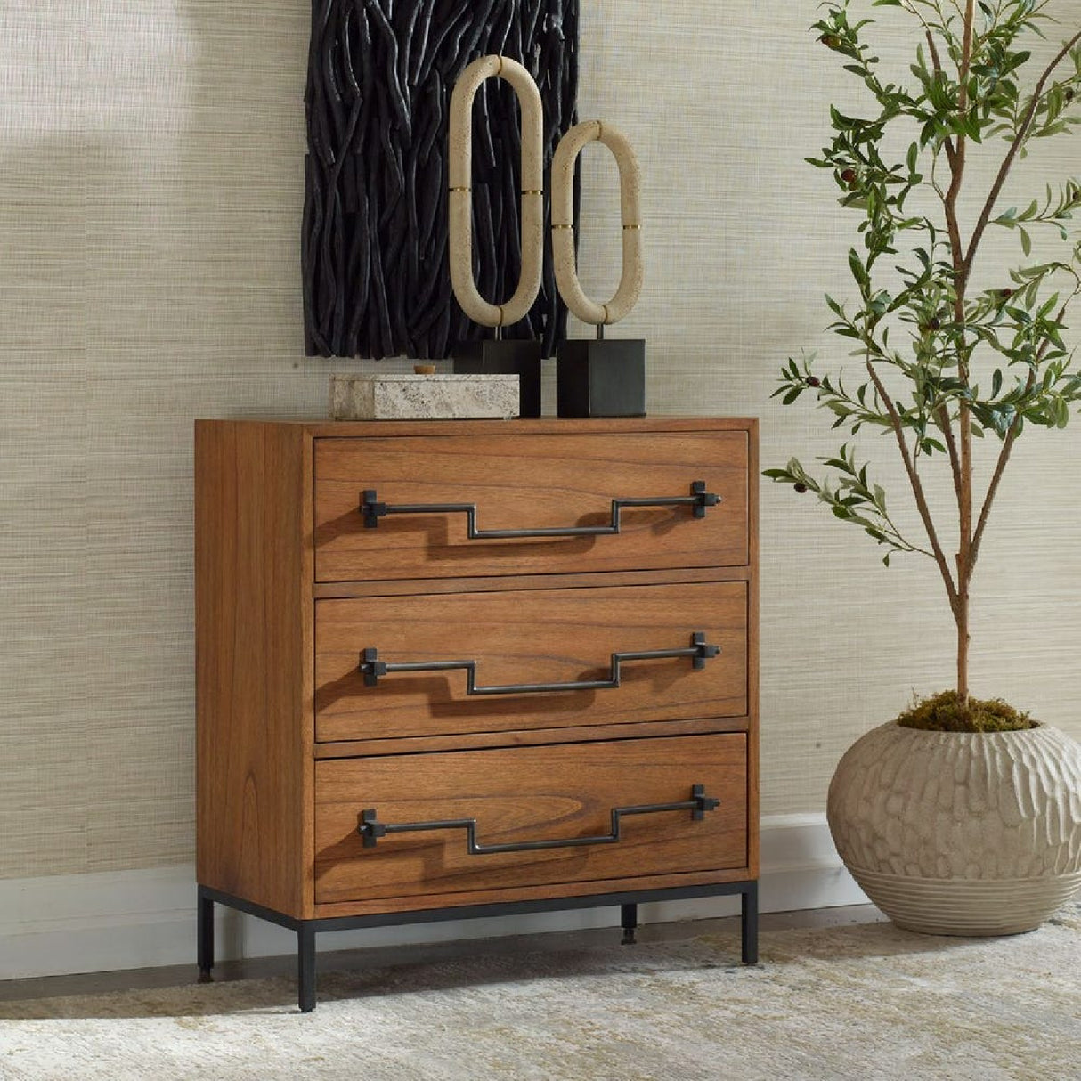 Mango Wood 3-Drawer Accent Chest | Oroa.com