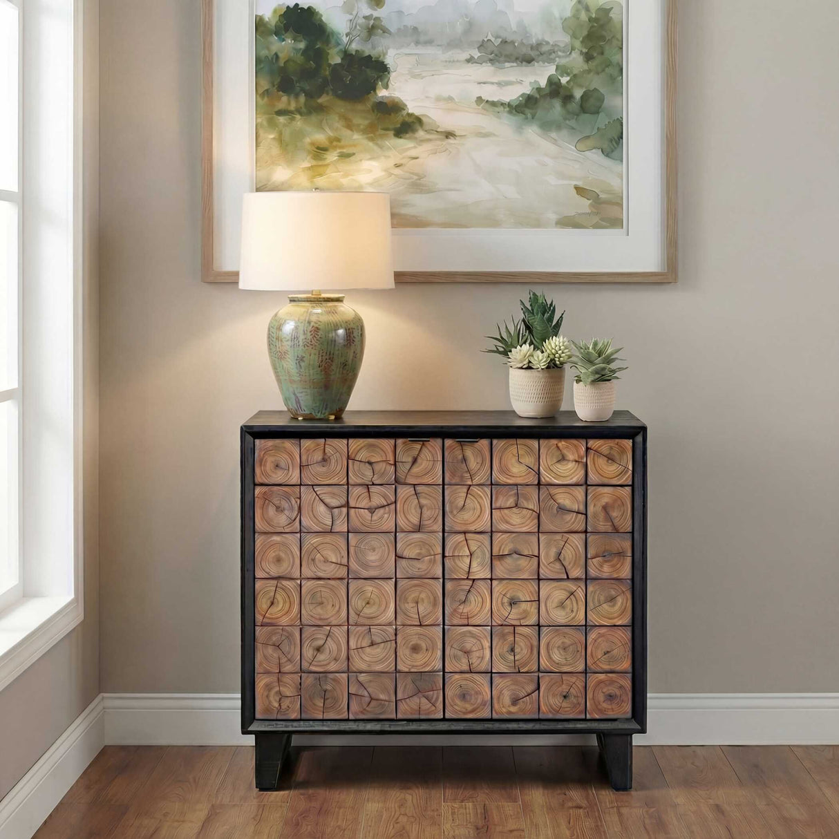 Modern European furniture - Wooden 2-Door Grid Cabinet - www.oroa.com | Oroa.com