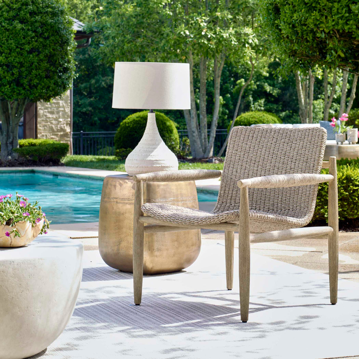 Modern European furniture - Beige Wicker Outdoor Lounge Chair - www.oroa.com | Oroa.com
