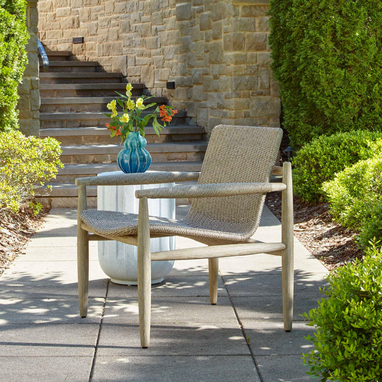 Modern European furniture - Beige Wicker Outdoor Lounge Chair - www.oroa.com | Oroa.com