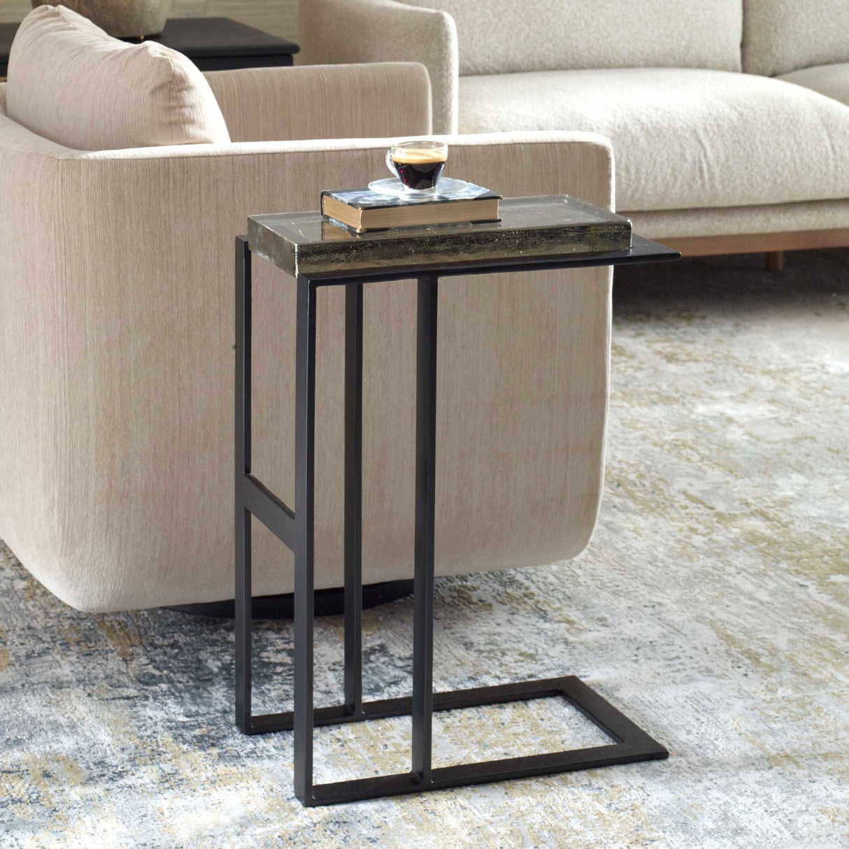 Cast Glass Pull-Up Accent Table | Oroa.com
