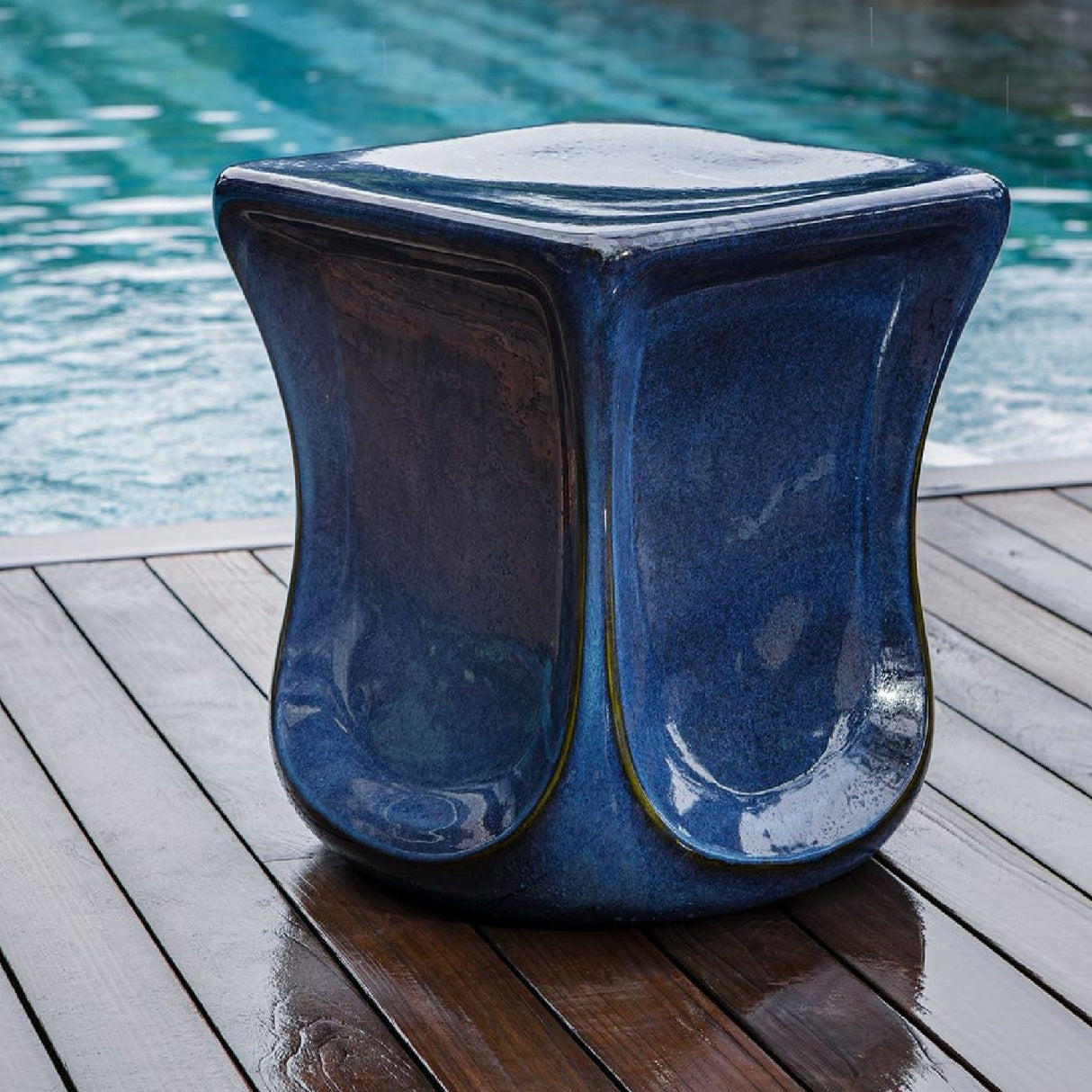 Blue Eartheware Indoor/Outdoor Garden Stool | Oroa.com