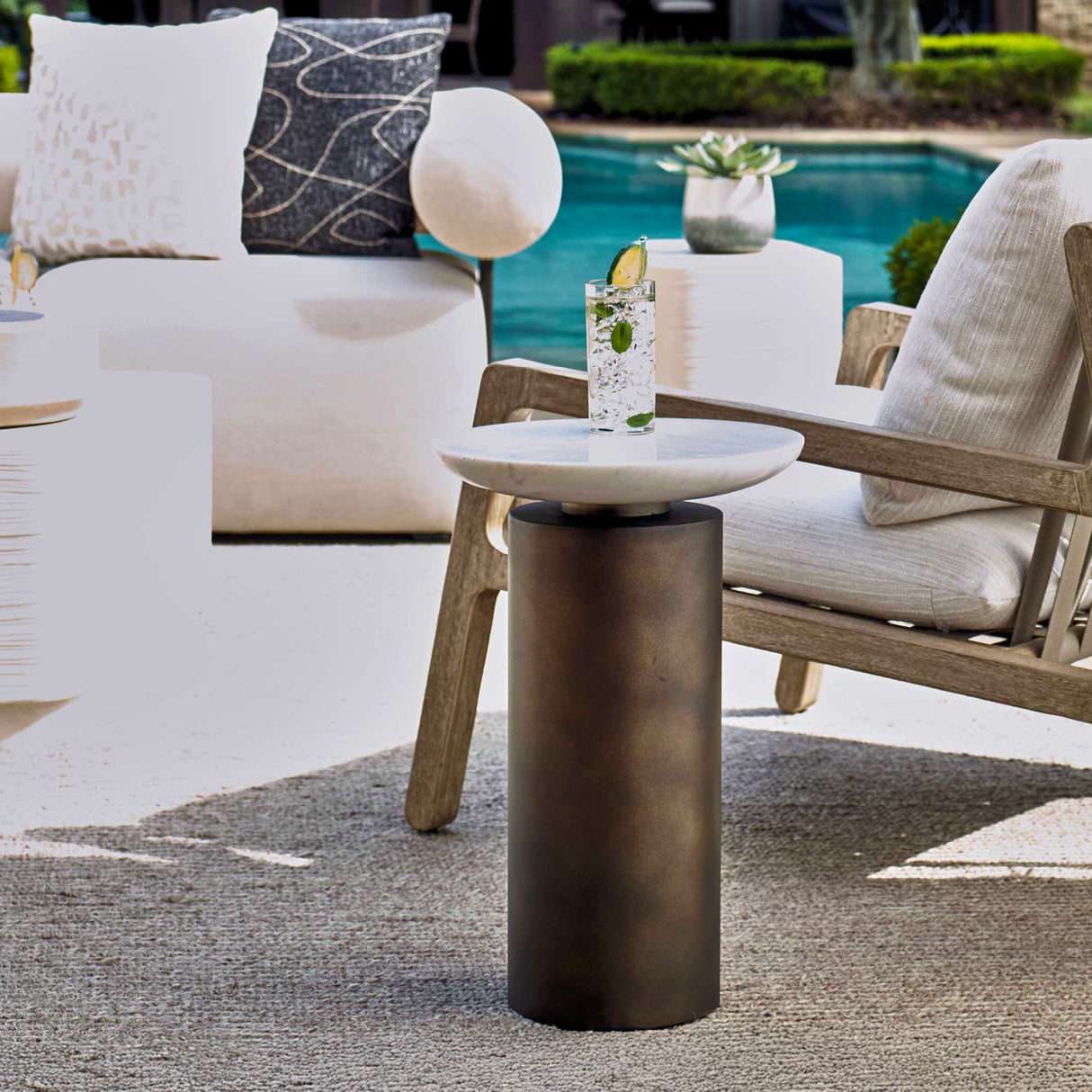 Cylindrical Bronze Indoor/Outdoor Accent Table | Oroa.com
