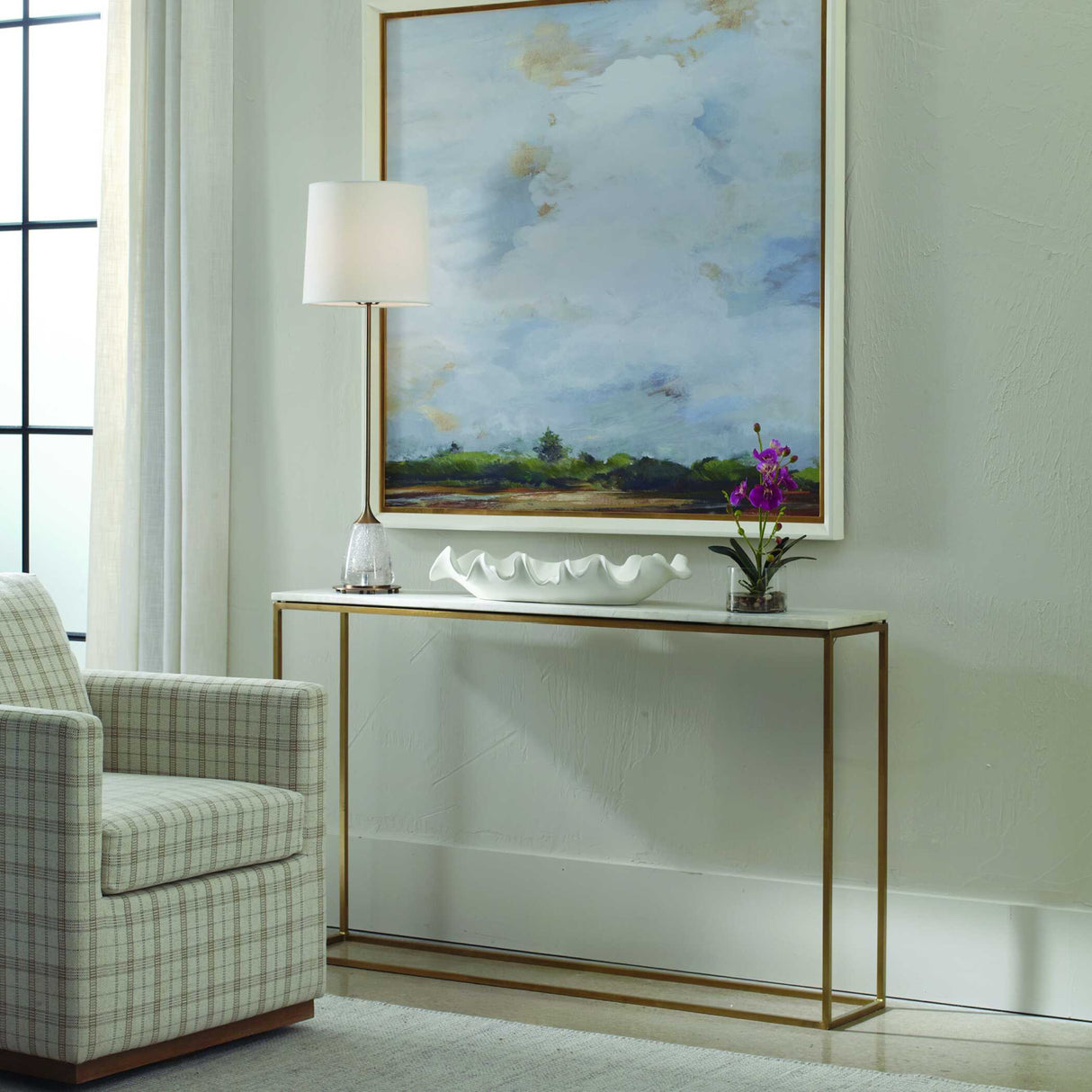 White Marble Minimalist Console Table | Oroa.com