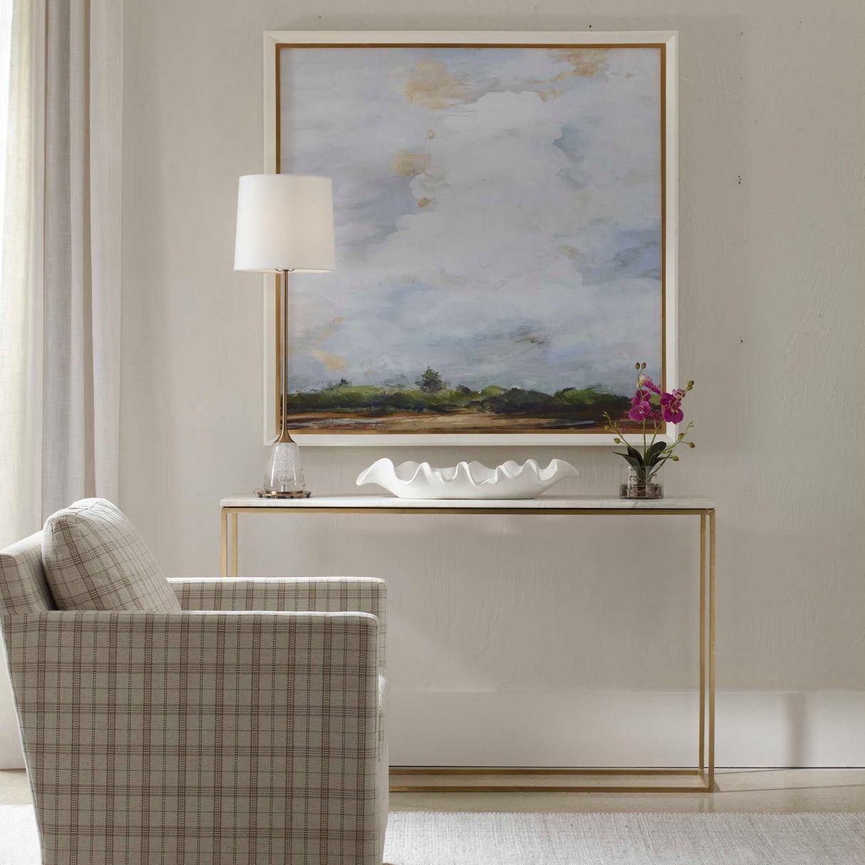 White Marble Minimalist Console Table | Oroa.com