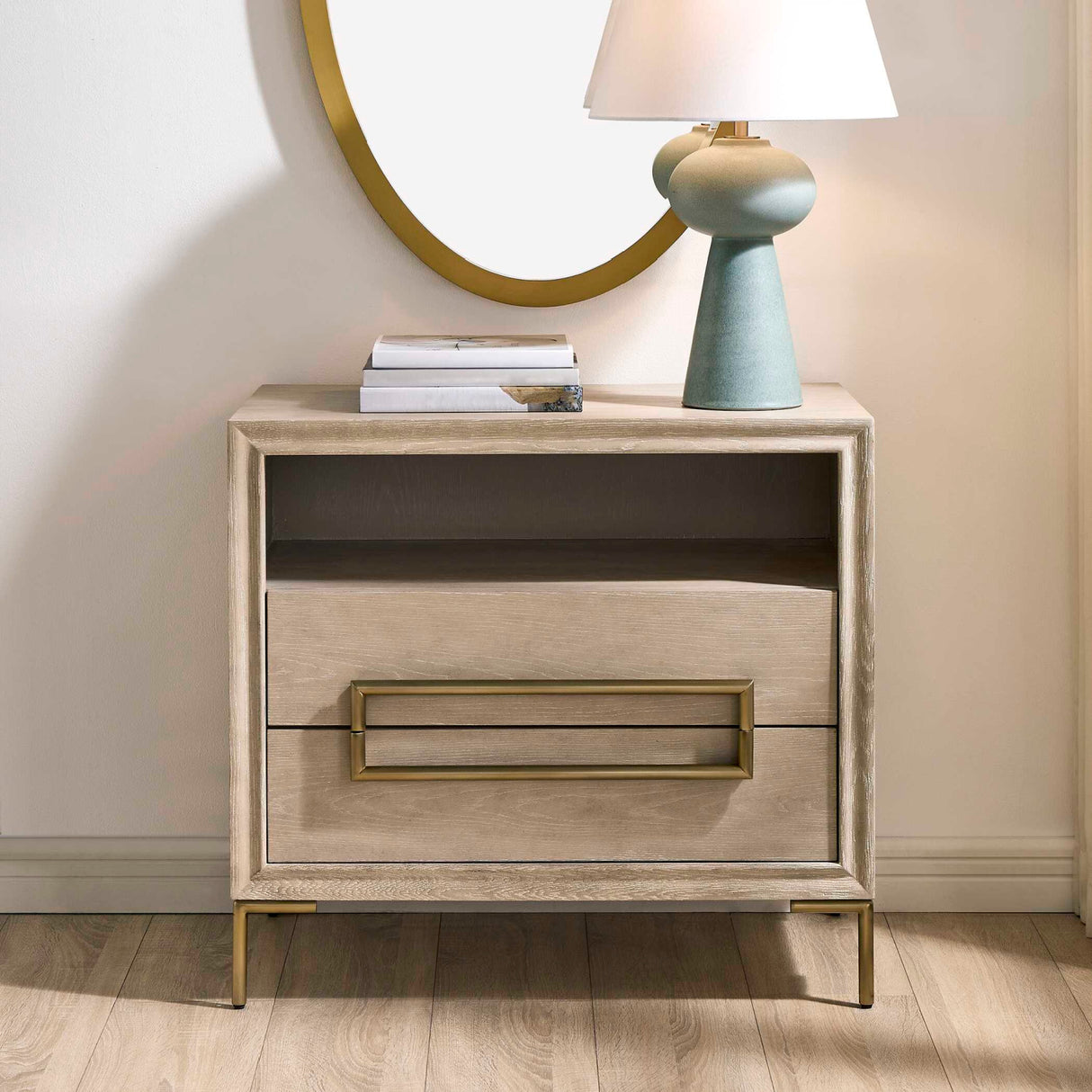 Light Oak 2-Drawer Side Table | Oroa.com
