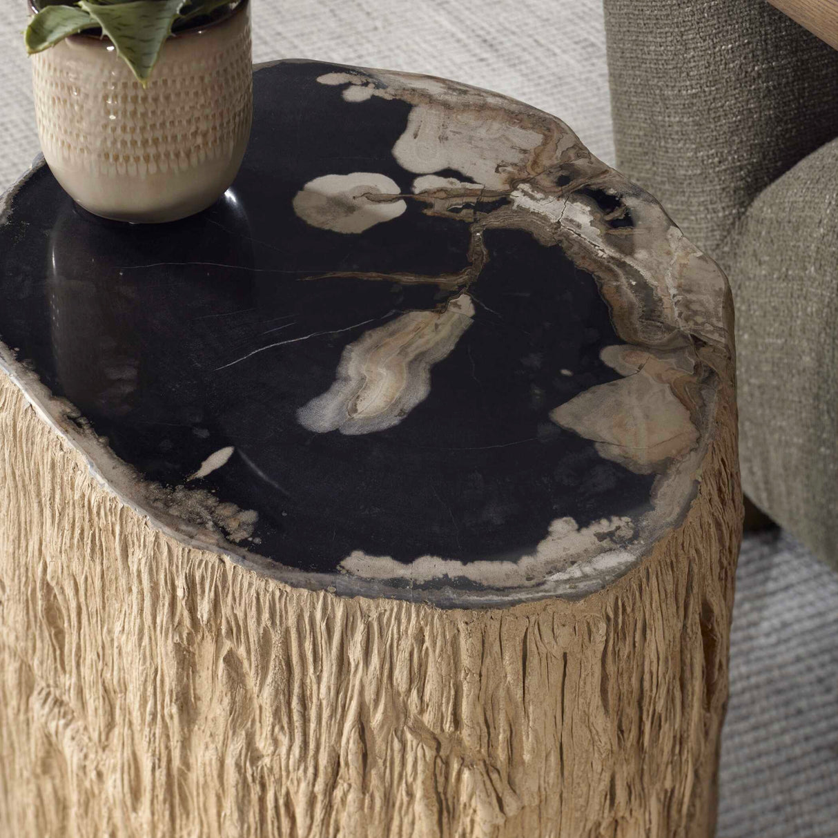 Modern European furniture - Petrified Wood Indoor/Outdoor Accent Table - www.oroa.com | Oroa.com