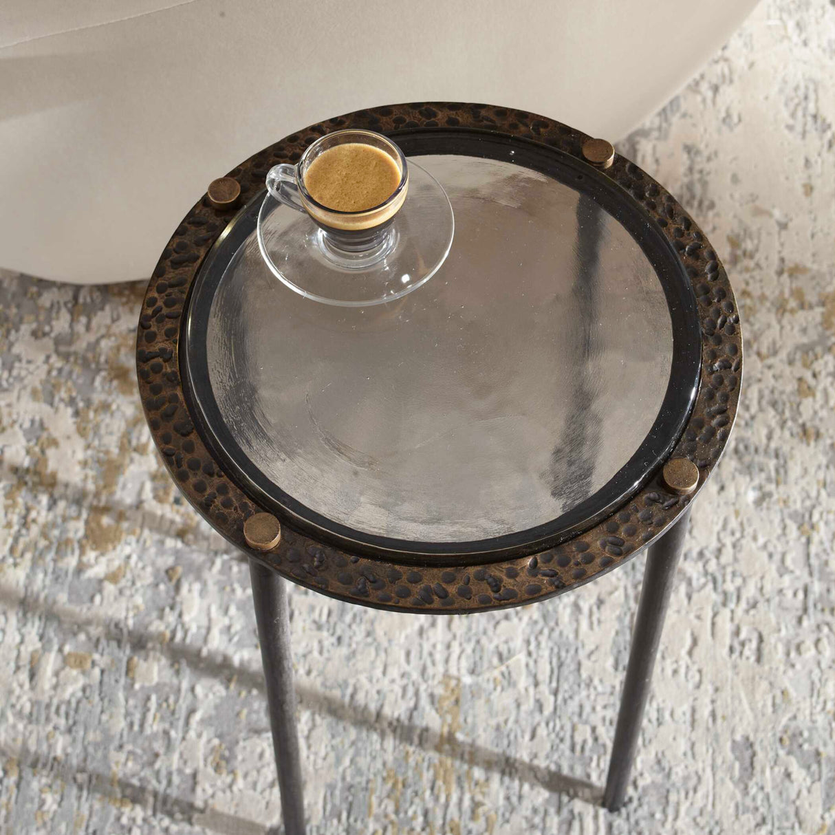 Textured Cast Glass Accent Table | Oroa.com