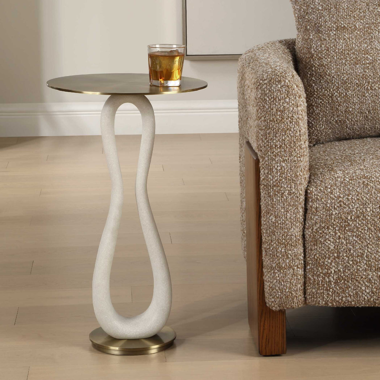 White Stone Hourglass Accent Table | Oroa.com