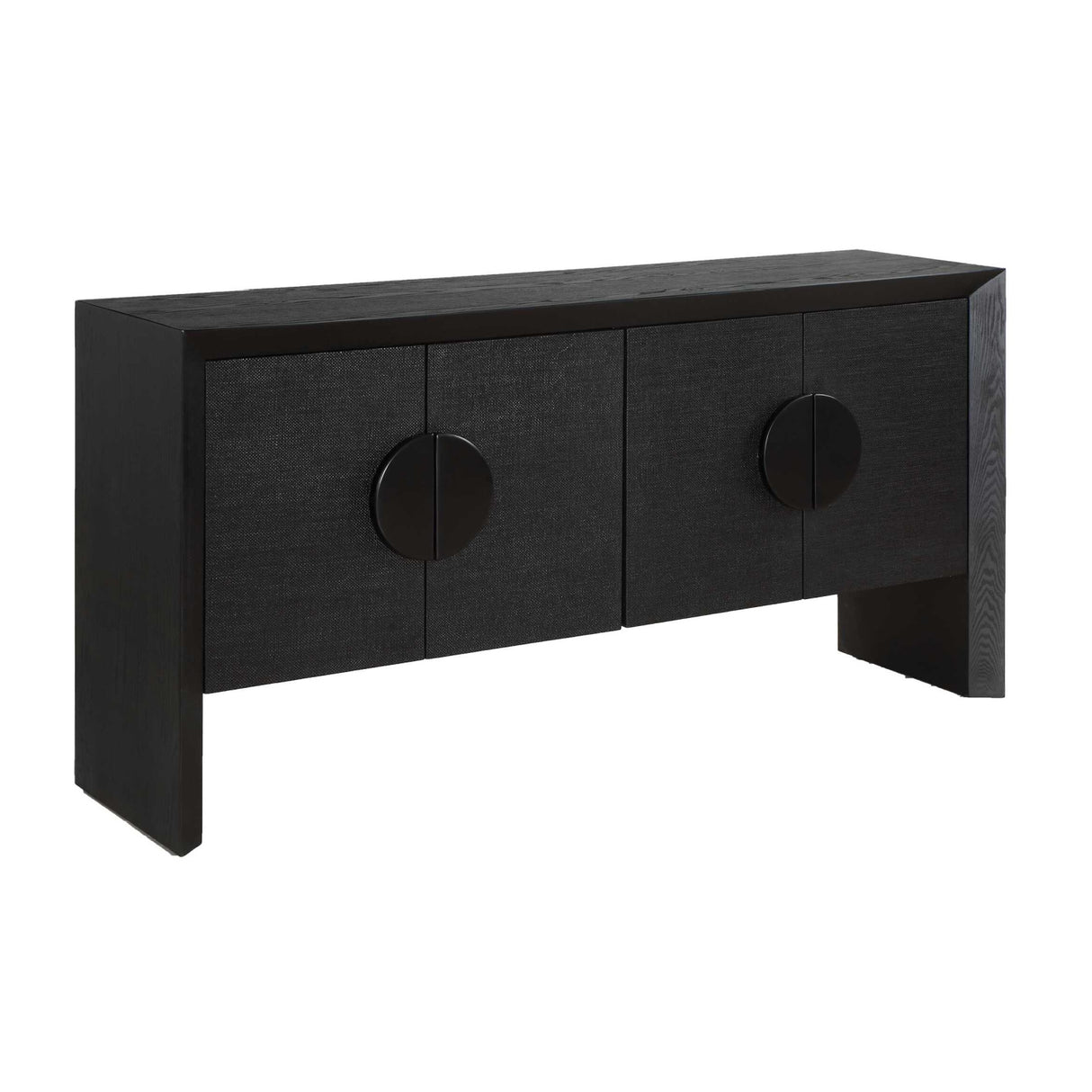 Modern European furniture - Black Grasscloth 4-Door Cabinet - www.oroa.com | Oroa.com