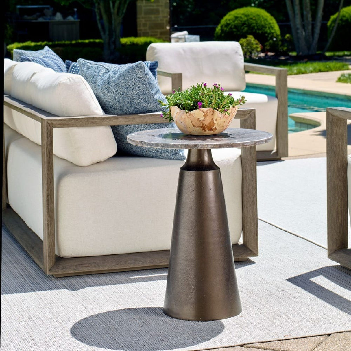 Modern European furniture - Round Bronze Indoor/Outdoor Accent Table - www.oroa.com | Oroa.com