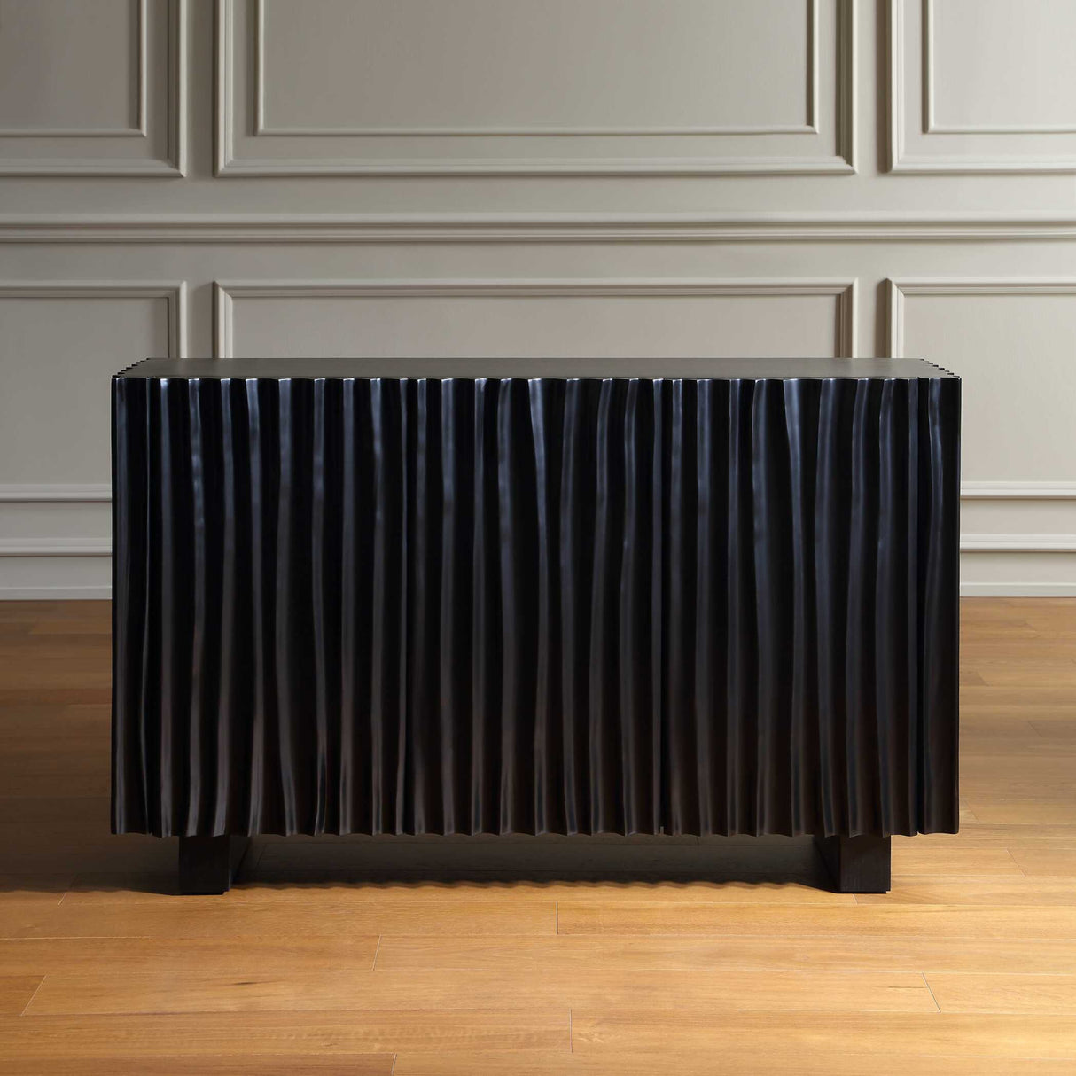 Modern European furniture - Black Carved Wooden 3-Door Cabinet - www.oroa.com | Oroa.com