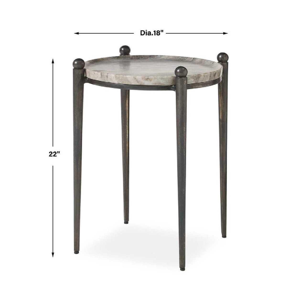 Modern European furniture - Bronze Framed Travertine Accent Table - www.oroa.com | Oroa.com
