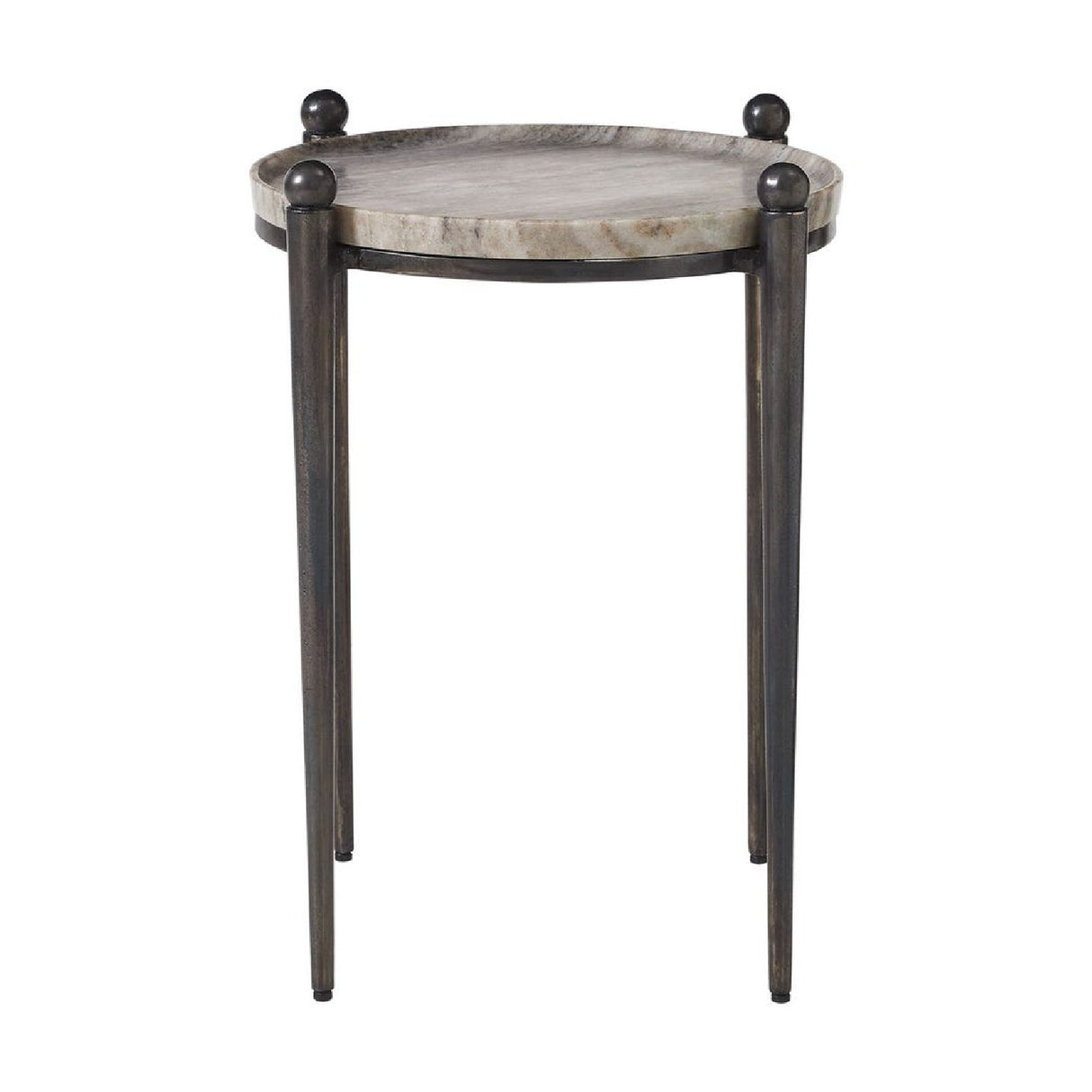 Modern European furniture - Bronze Framed Travertine Accent Table - www.oroa.com | Oroa.com