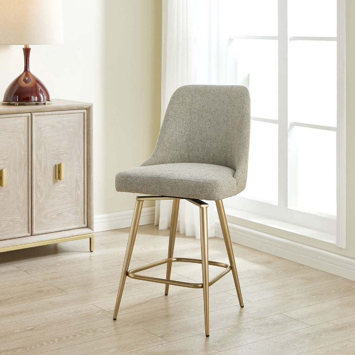 Modern European furniture - Taupe Fabric Counter Stool - www.oroa.com | Oroa.com