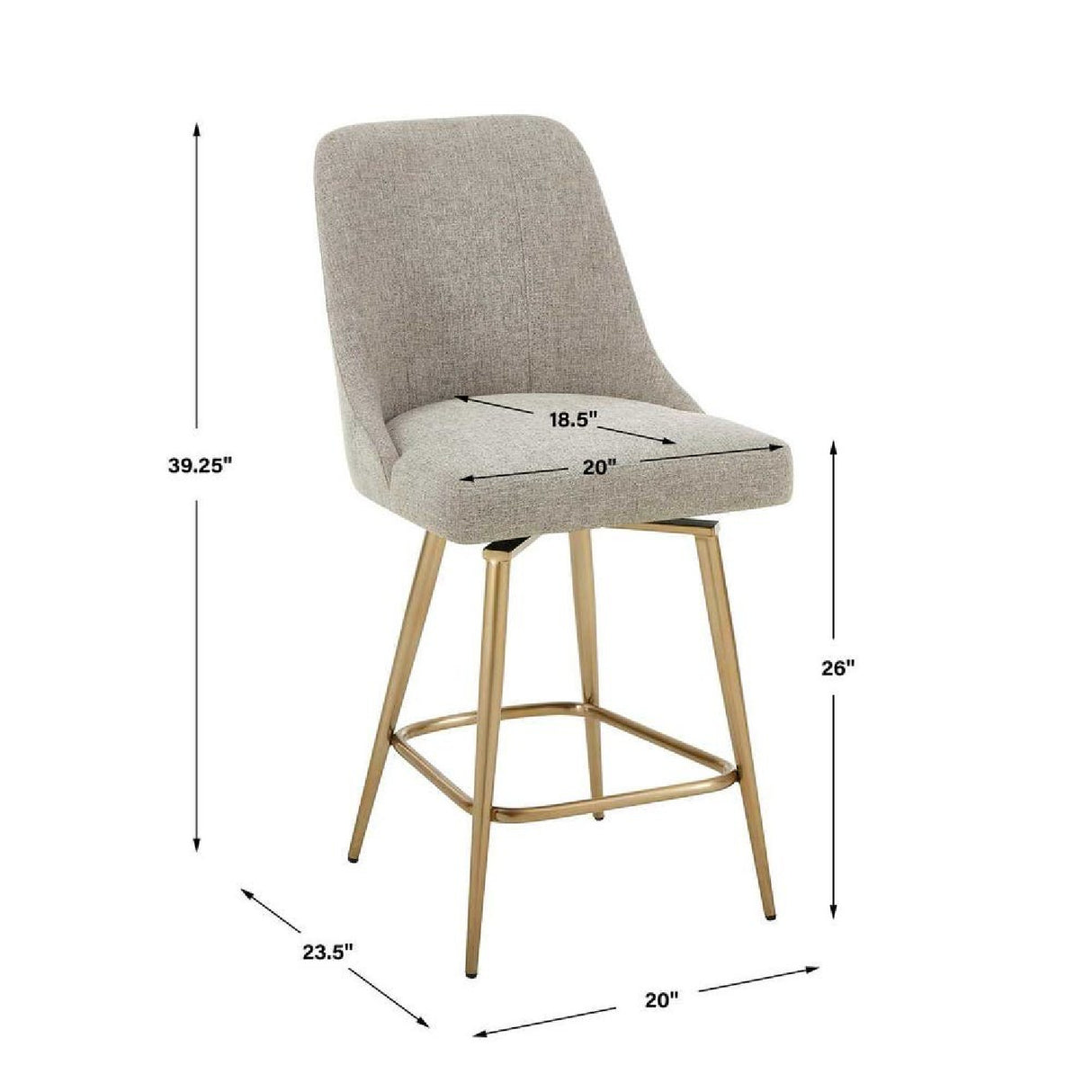Modern European furniture - Taupe Fabric Counter Stool - www.oroa.com | Oroa.com