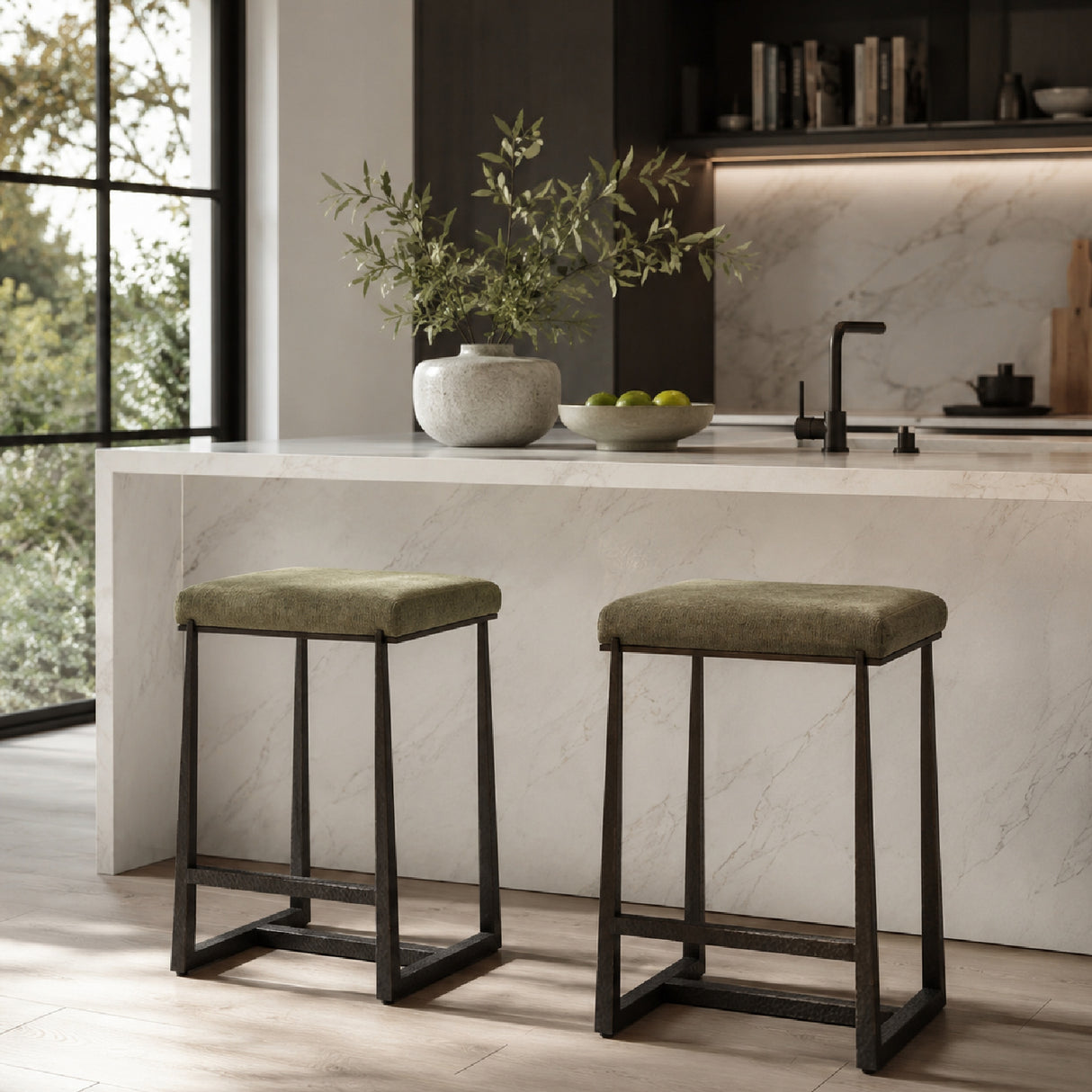 Green Fabric Counter Stool | Oroa.com
