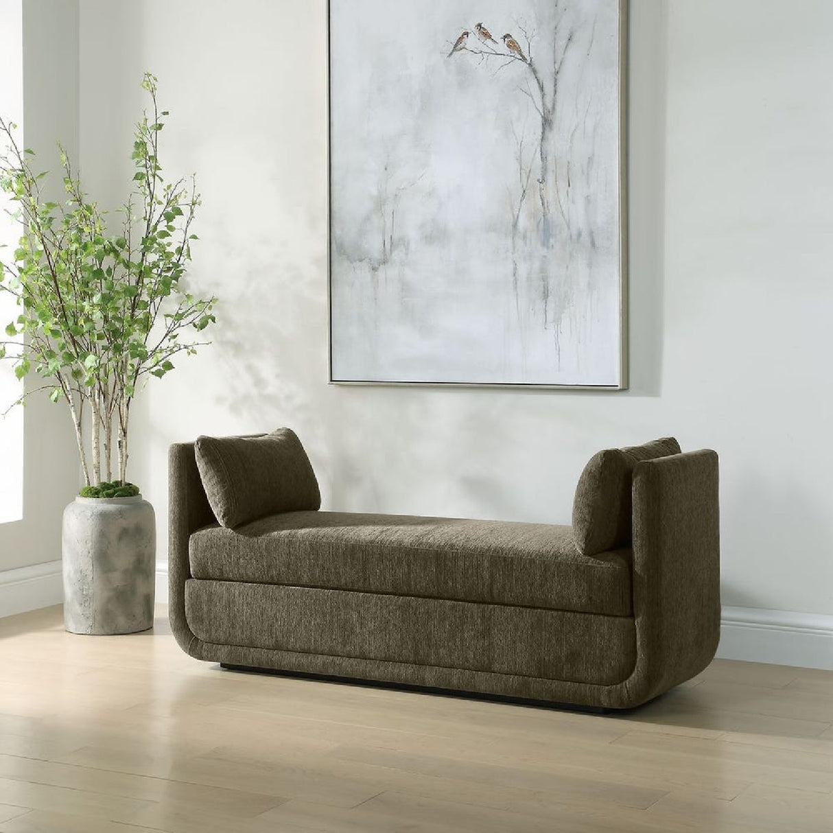 Modern European furniture - Textured Chenille Oversized Bench - www.oroa.com | Oroa.com