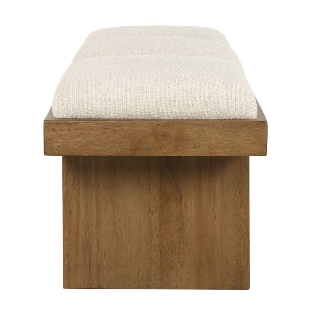 Modern European furniture - Wood Framed White Boucle Bench - www.oroa.com | Oroa.com