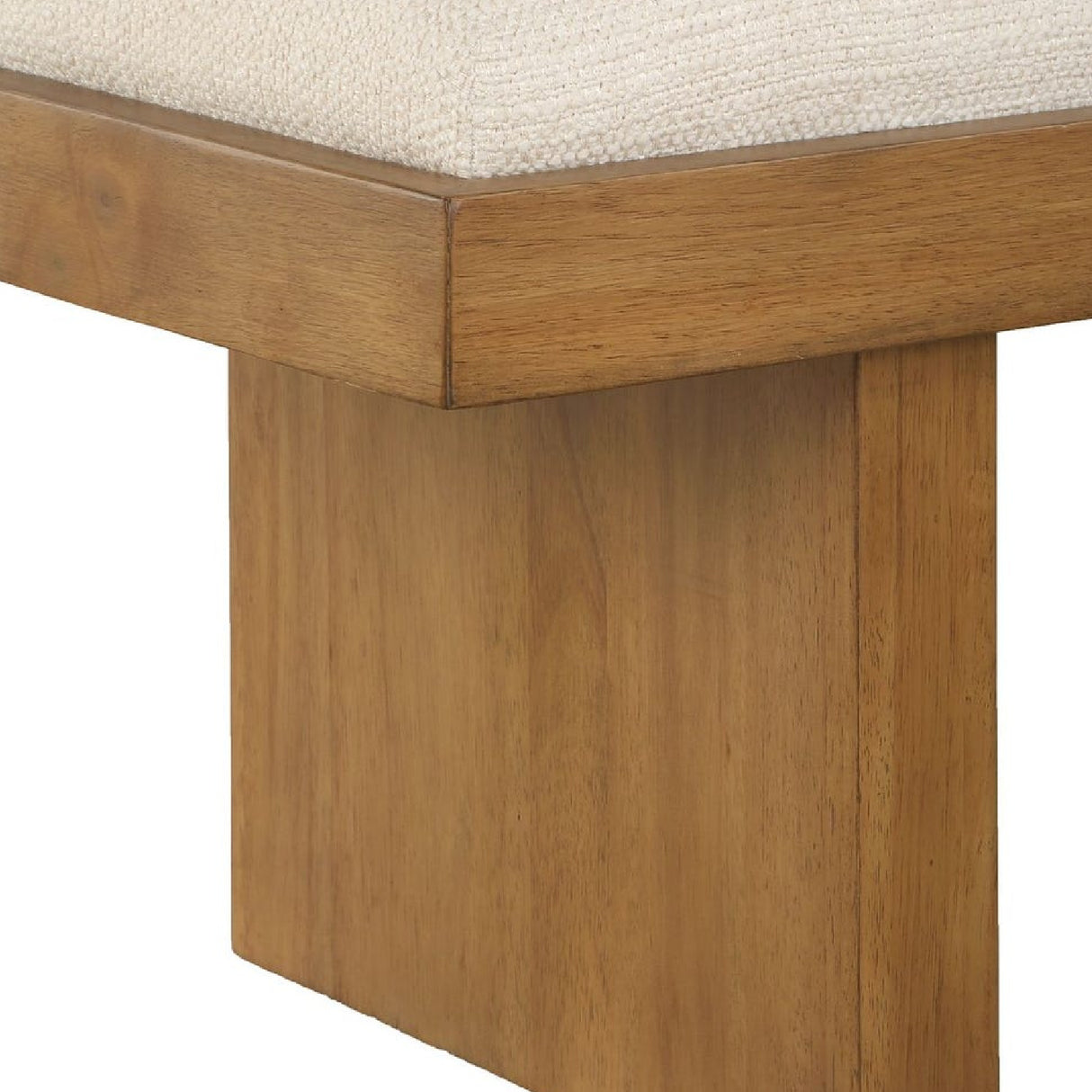 Modern European furniture - Wood Framed White Boucle Bench - www.oroa.com | Oroa.com