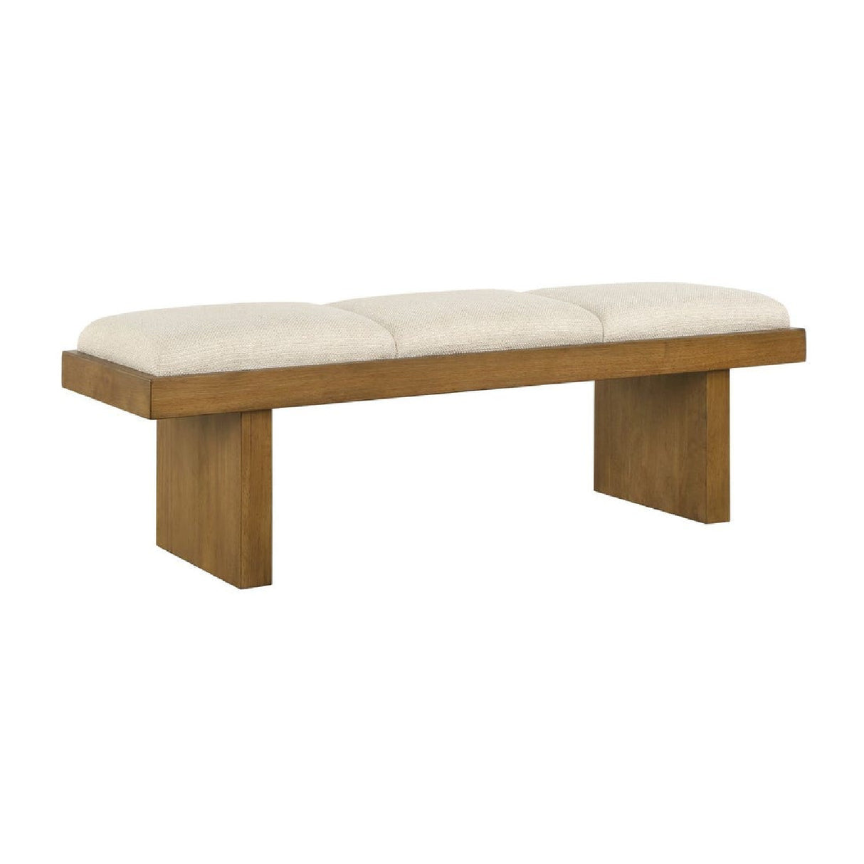 Modern European furniture - Wood Framed White Boucle Bench - www.oroa.com | Oroa.com