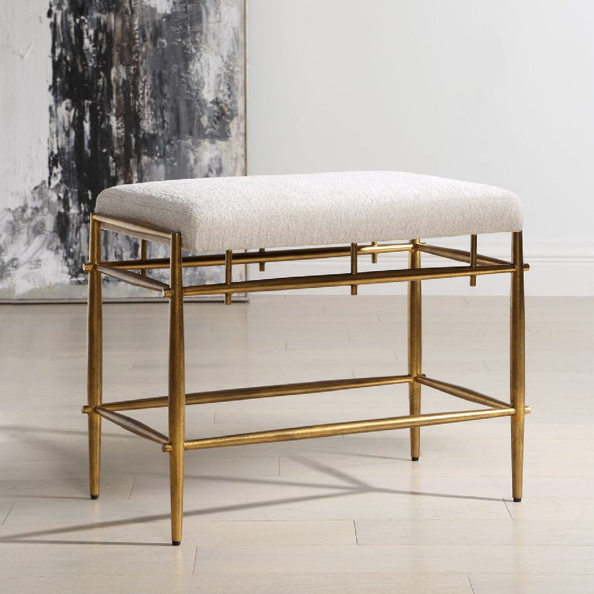 Modern European furniture - White Chenille Bench S - www.oroa.com | Oroa.com